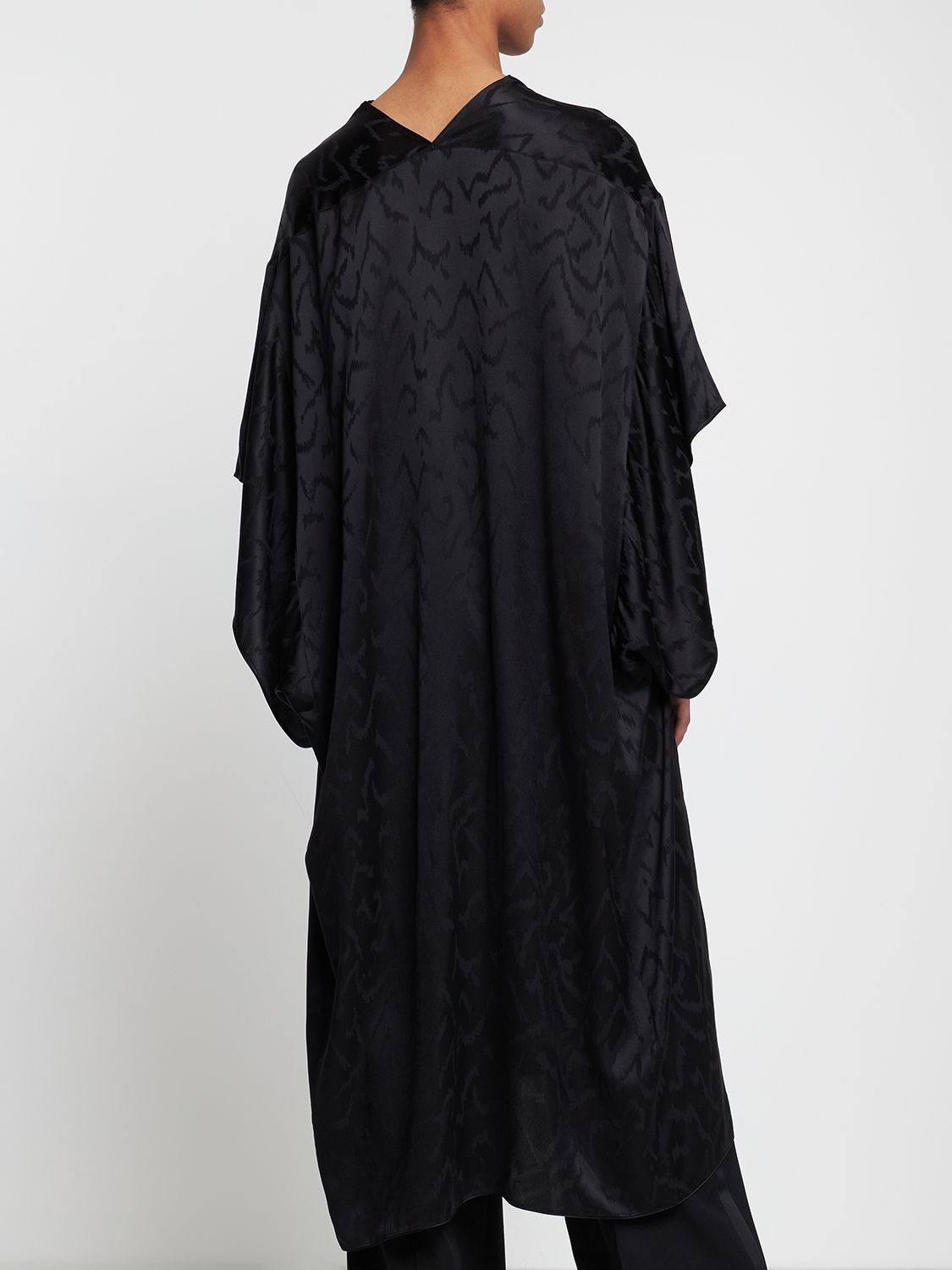 Shop Saint Laurent Shiny Silk Kaftan In Black