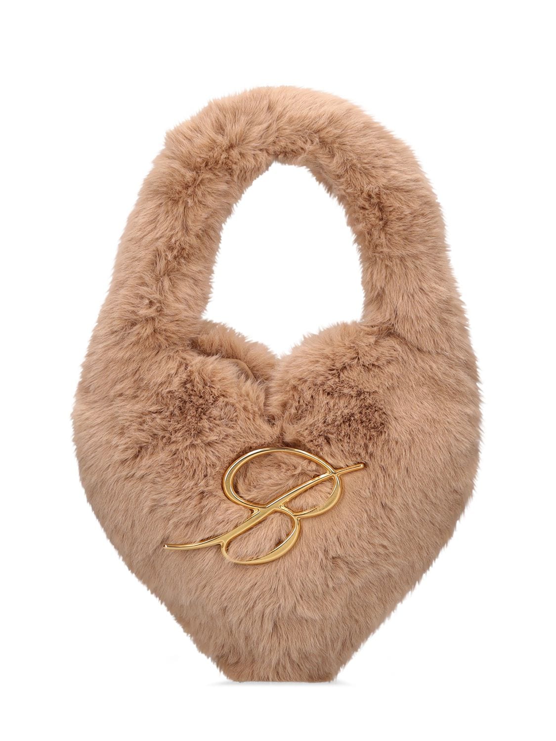 BLUMARINE Heart Faux Fur Top Handle Bag