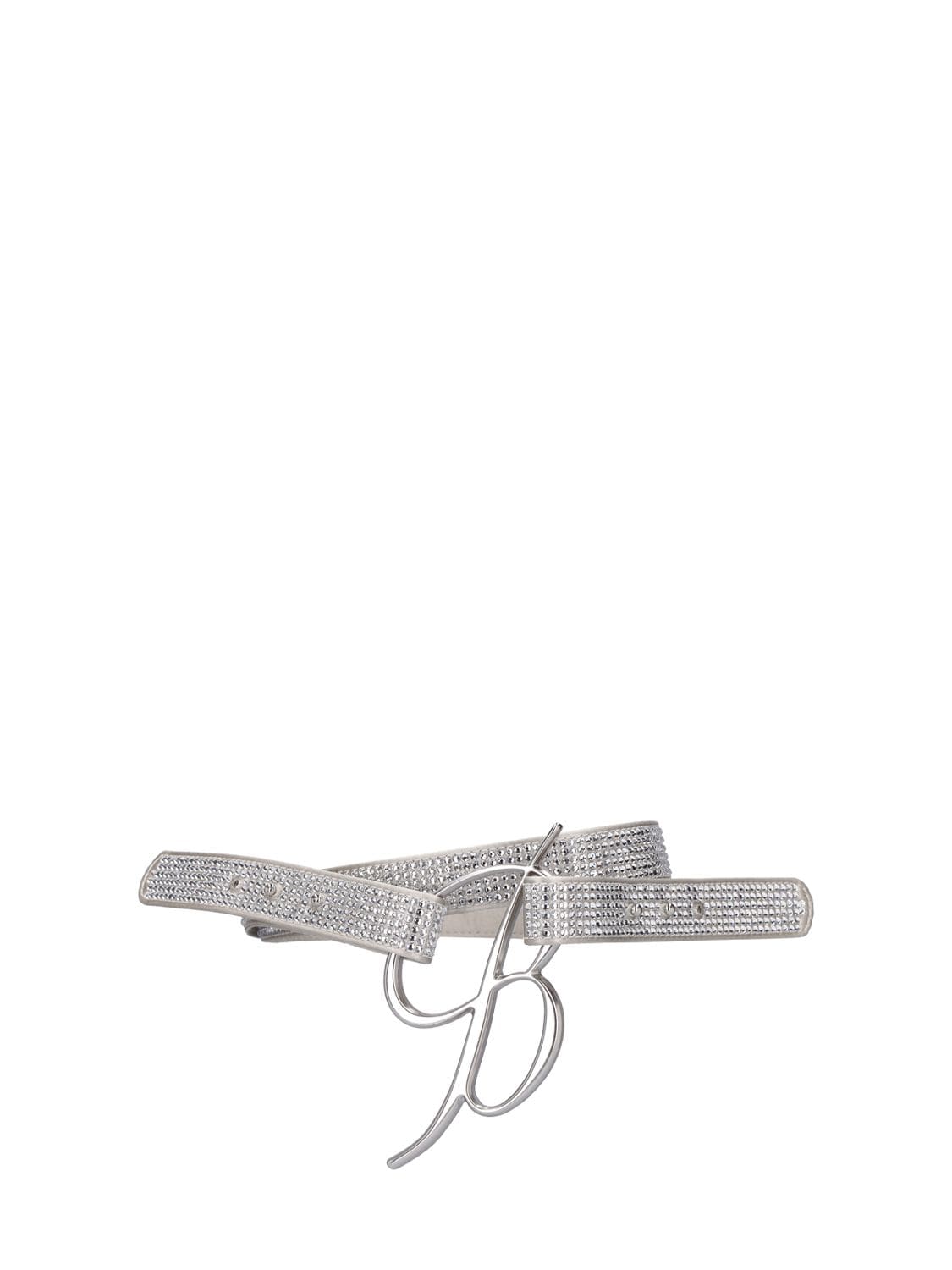 Blumarine Logo Embellished Belt In Crystal