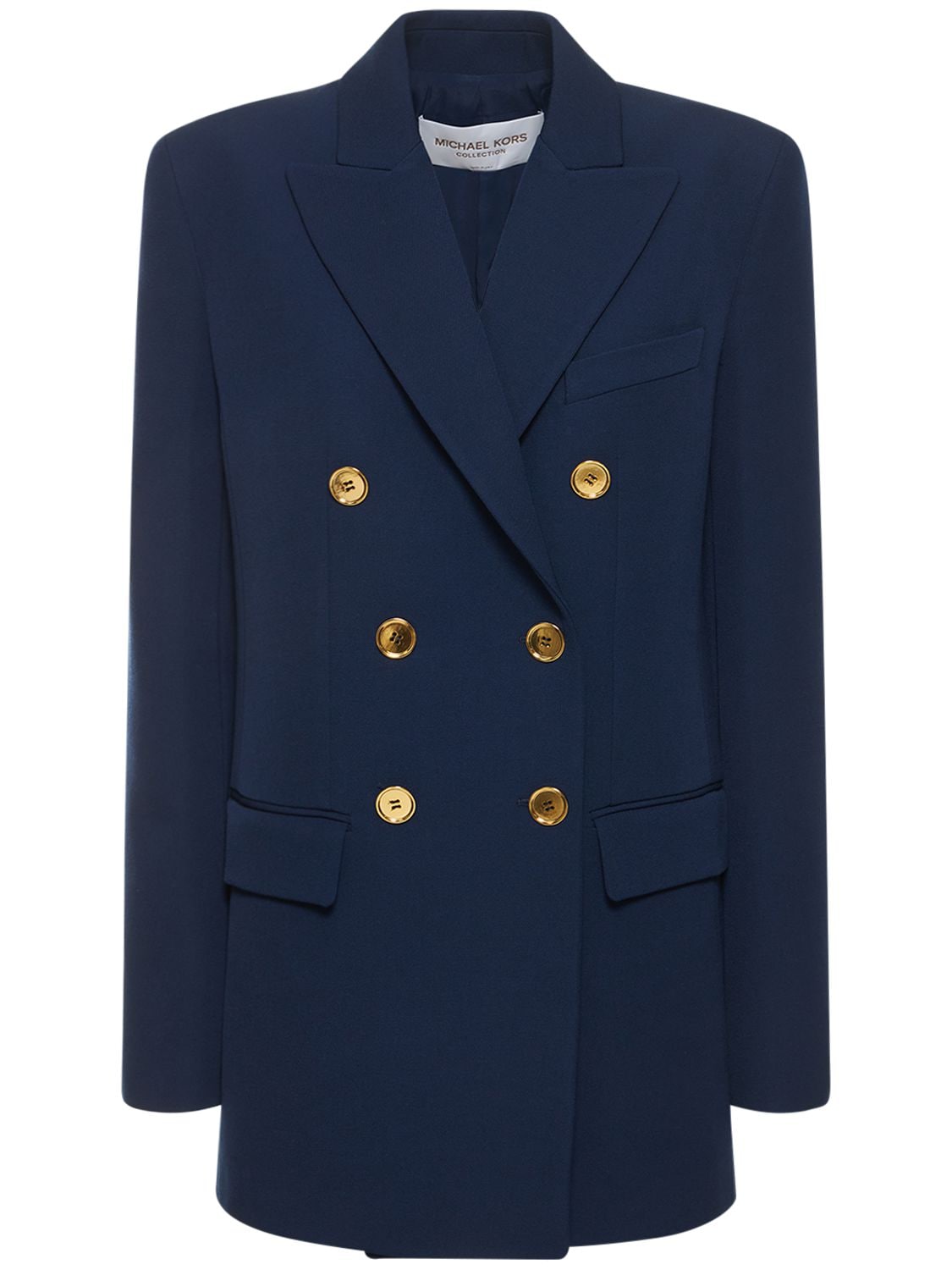Michael Kors Double Breasted Gabardine Blazer In Navy