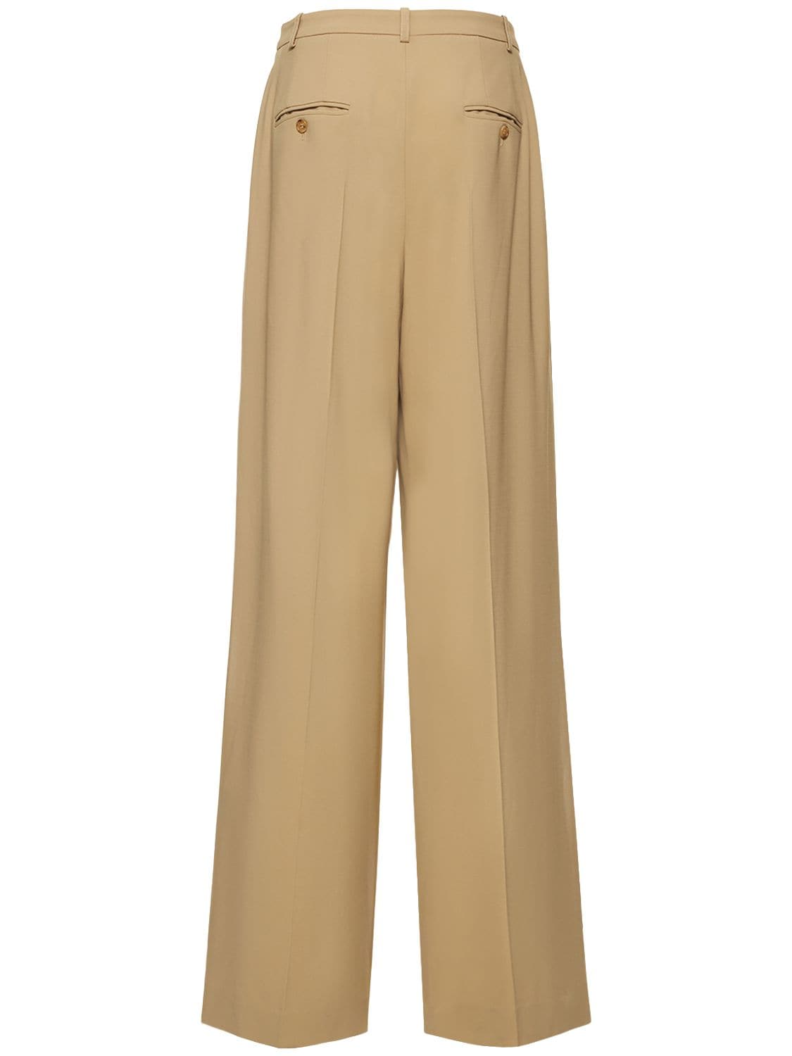 Michael Kors Serge Wool High Rise Wide Pants In Beige