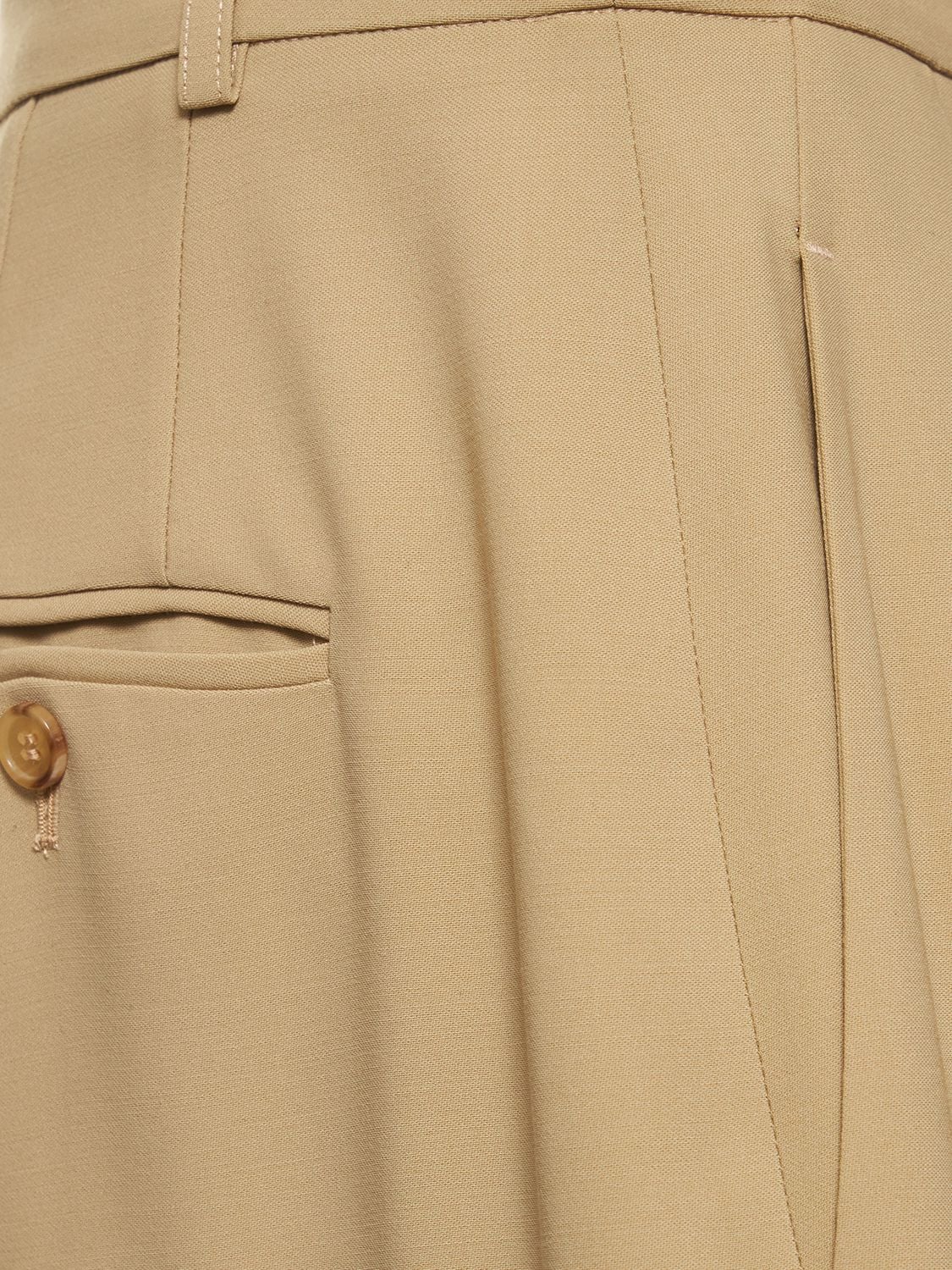 Michael Kors Serge Wool High Rise Wide Pants In Beige