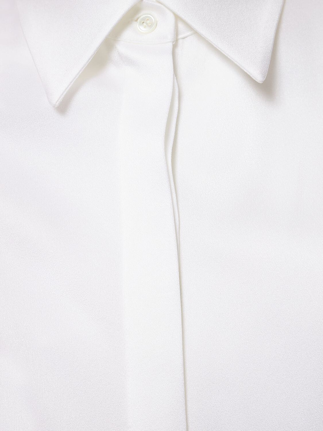 Shop Michael Kors Hansen Viscose Blend Charmeuse Shirt In White
