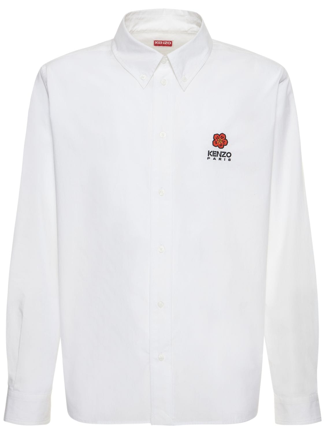 Kenzo Boke Logo Cotton Poplin Shirt In White