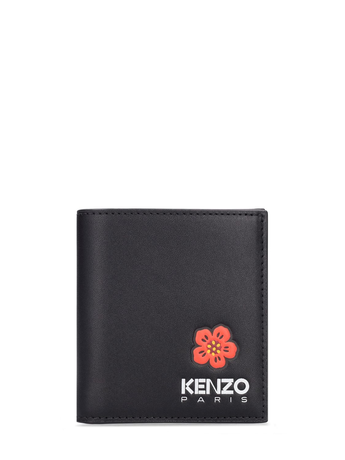 Kenzo Boke Print Leather Mini Fold Wallet In Black