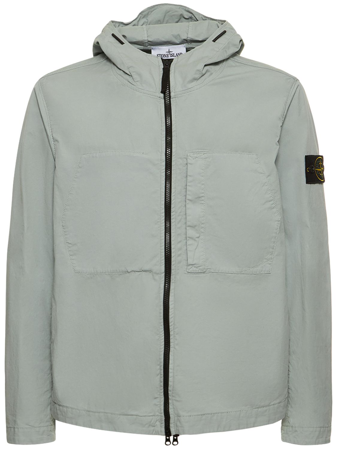Stone Island Veste en sergé de coton stretch supima Bleu Ciel Luisaviaroma