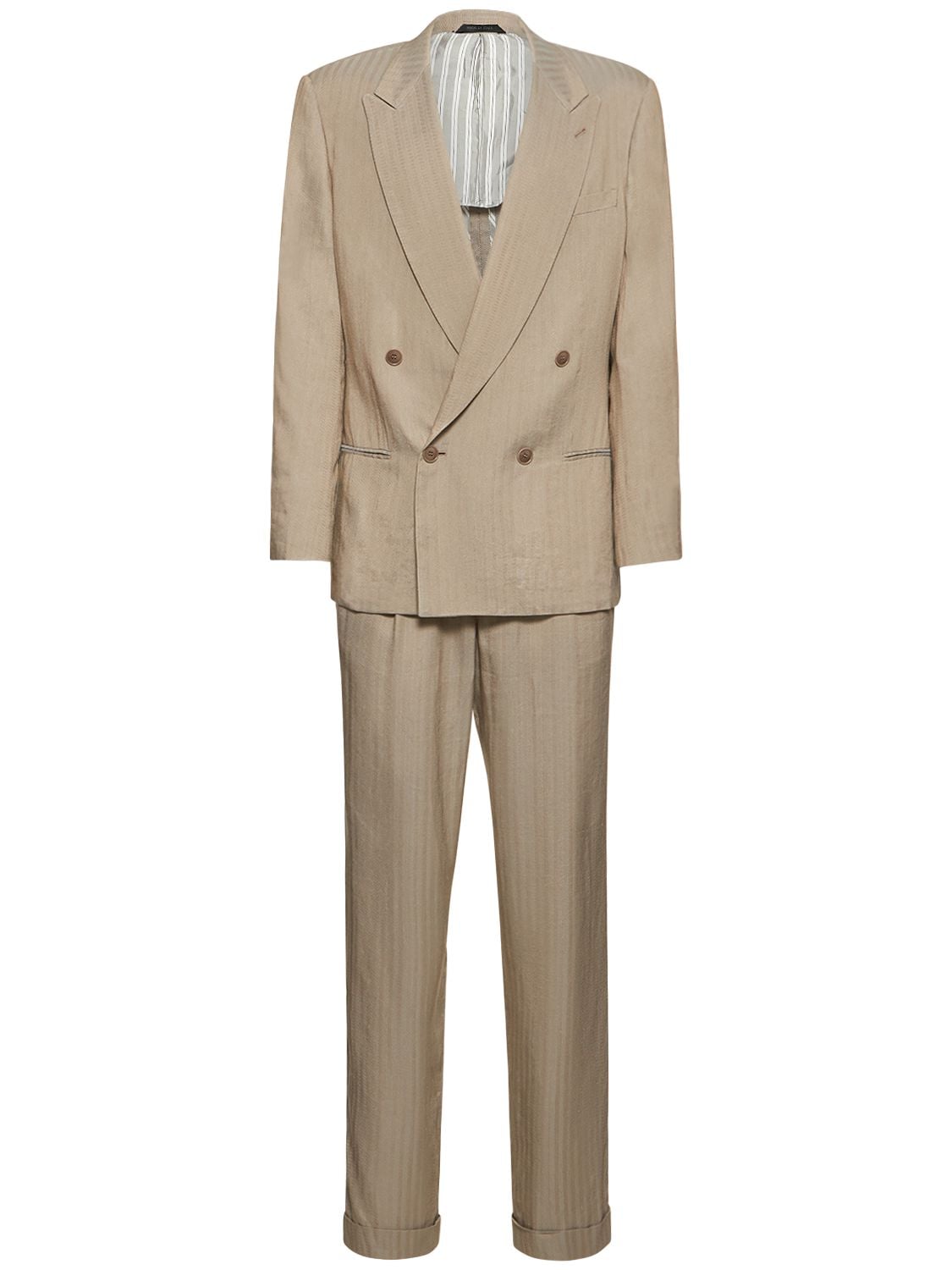 Giorgio Armani Heritage Viscose Blend Suit In Beige