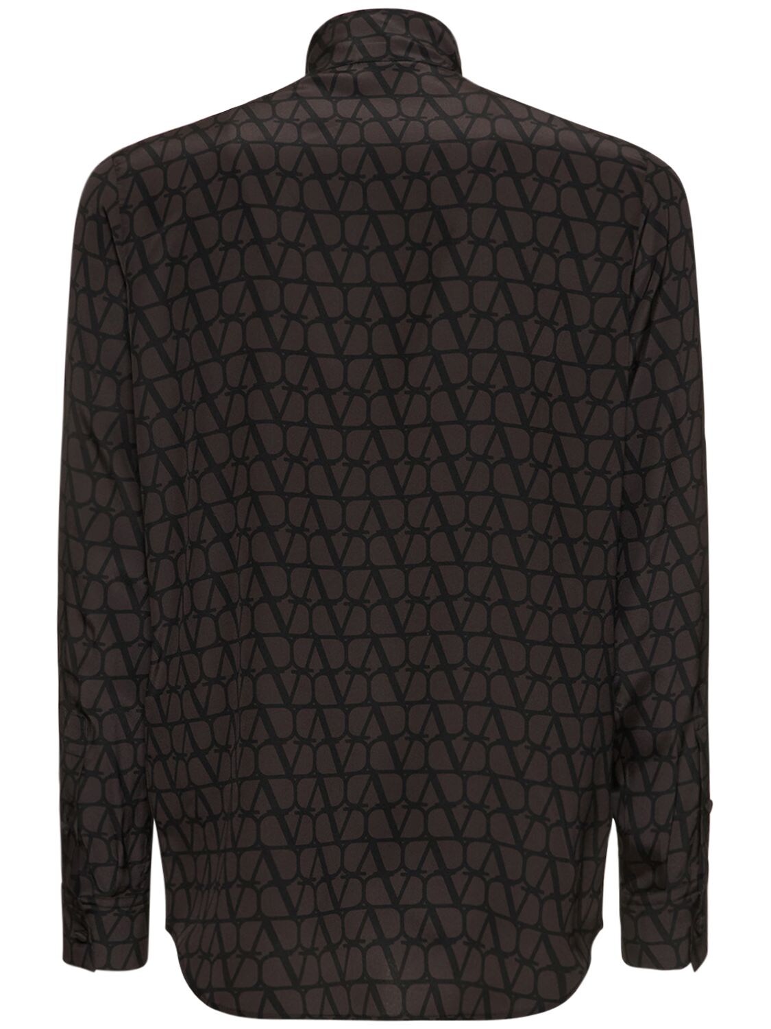 Shop Valentino Toile Iconographe Silk Crepe Shirt In Brown,black