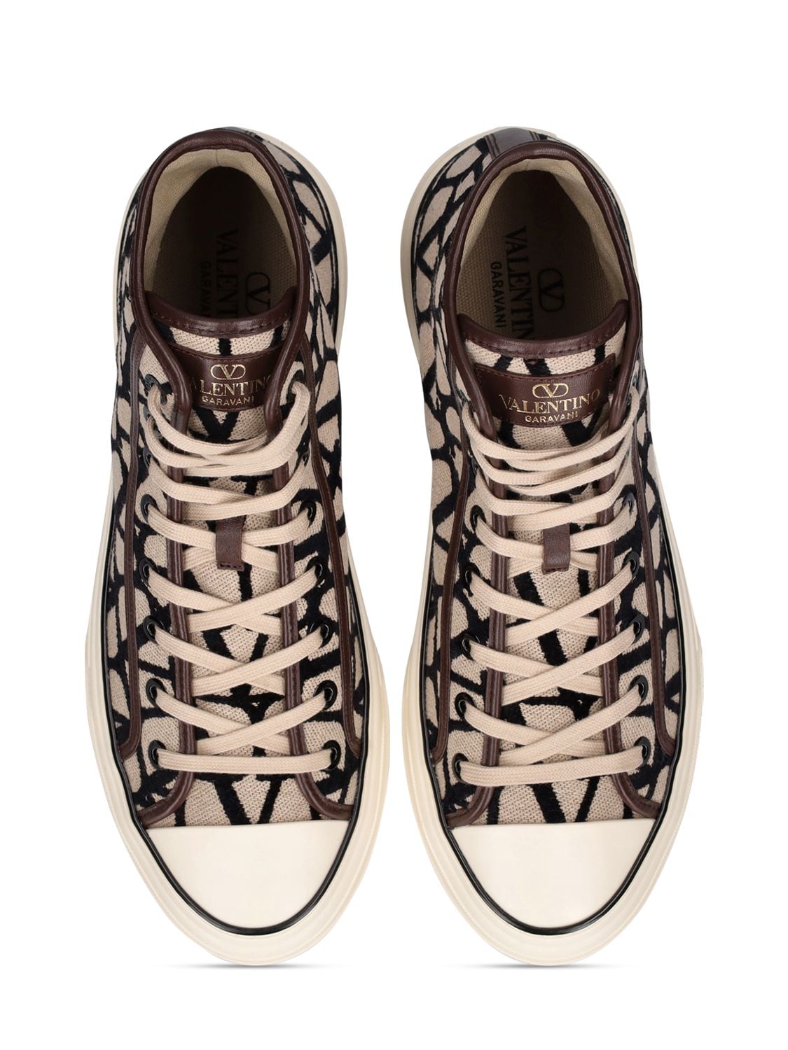 Shop Valentino Toile Iconographe High-top Sneakers In Beige,black