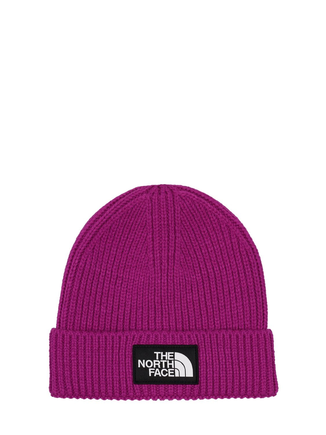 The North Face Logo Acrylic Blend Knit Beanie In Purple Cactus