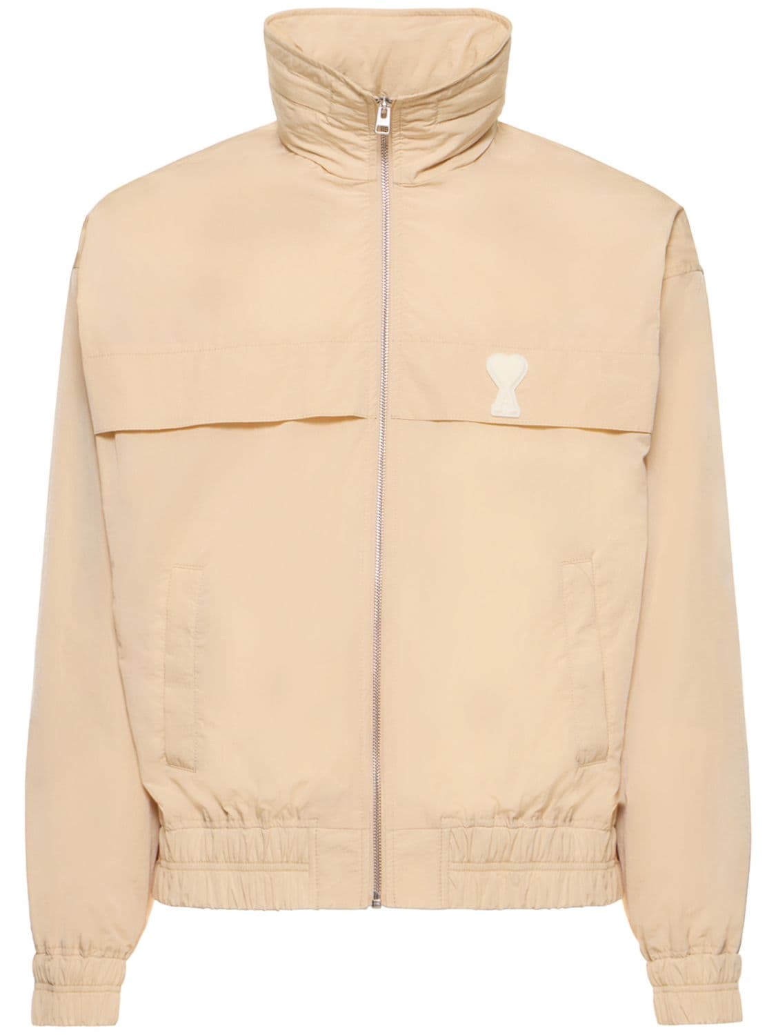 Zipped Windbreaker Jacket W/ Hood In Vanille