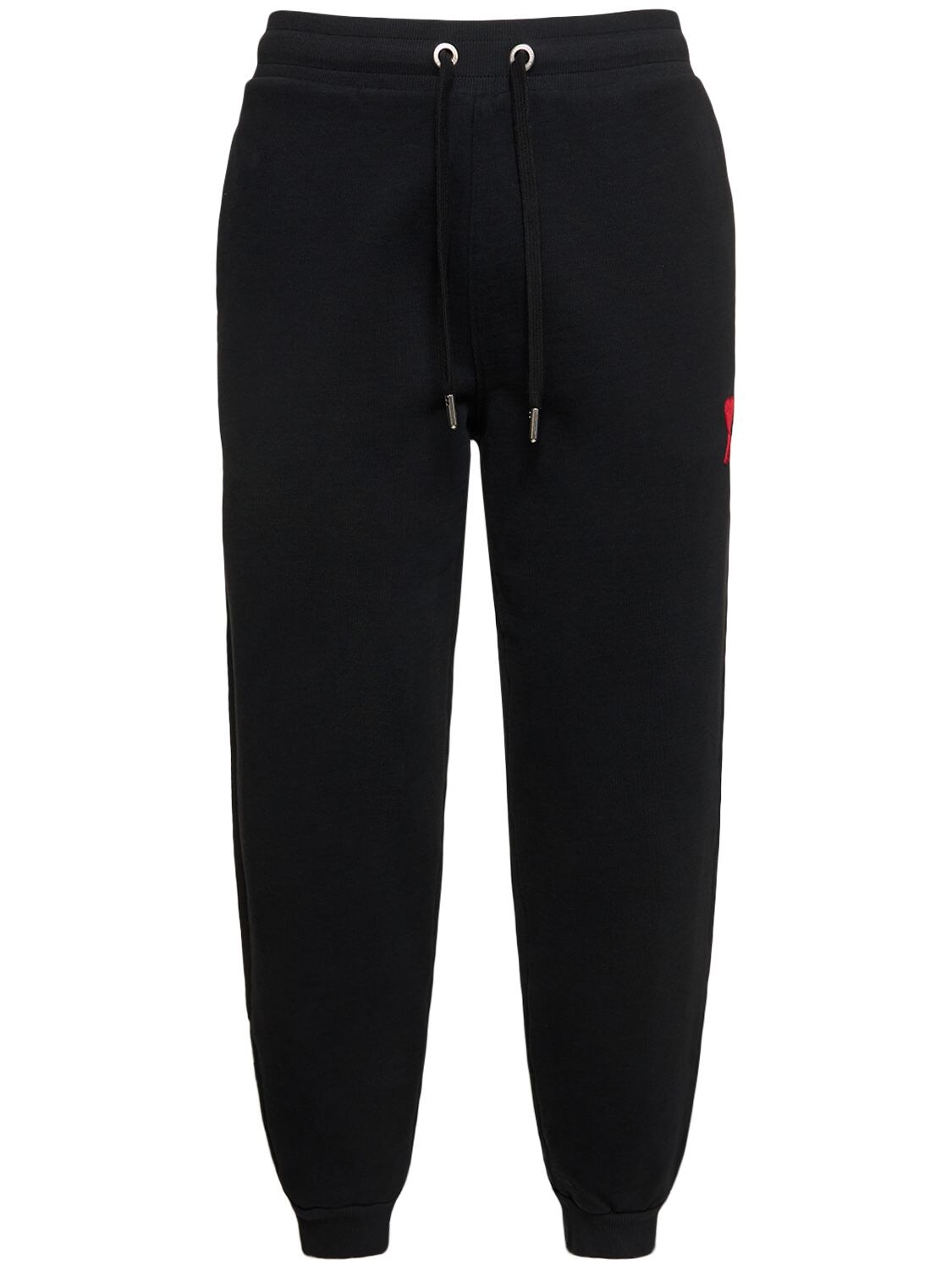 Ami Alexandre Mattiussi Embroidered Cotton Blend Sweatpants In Black,red