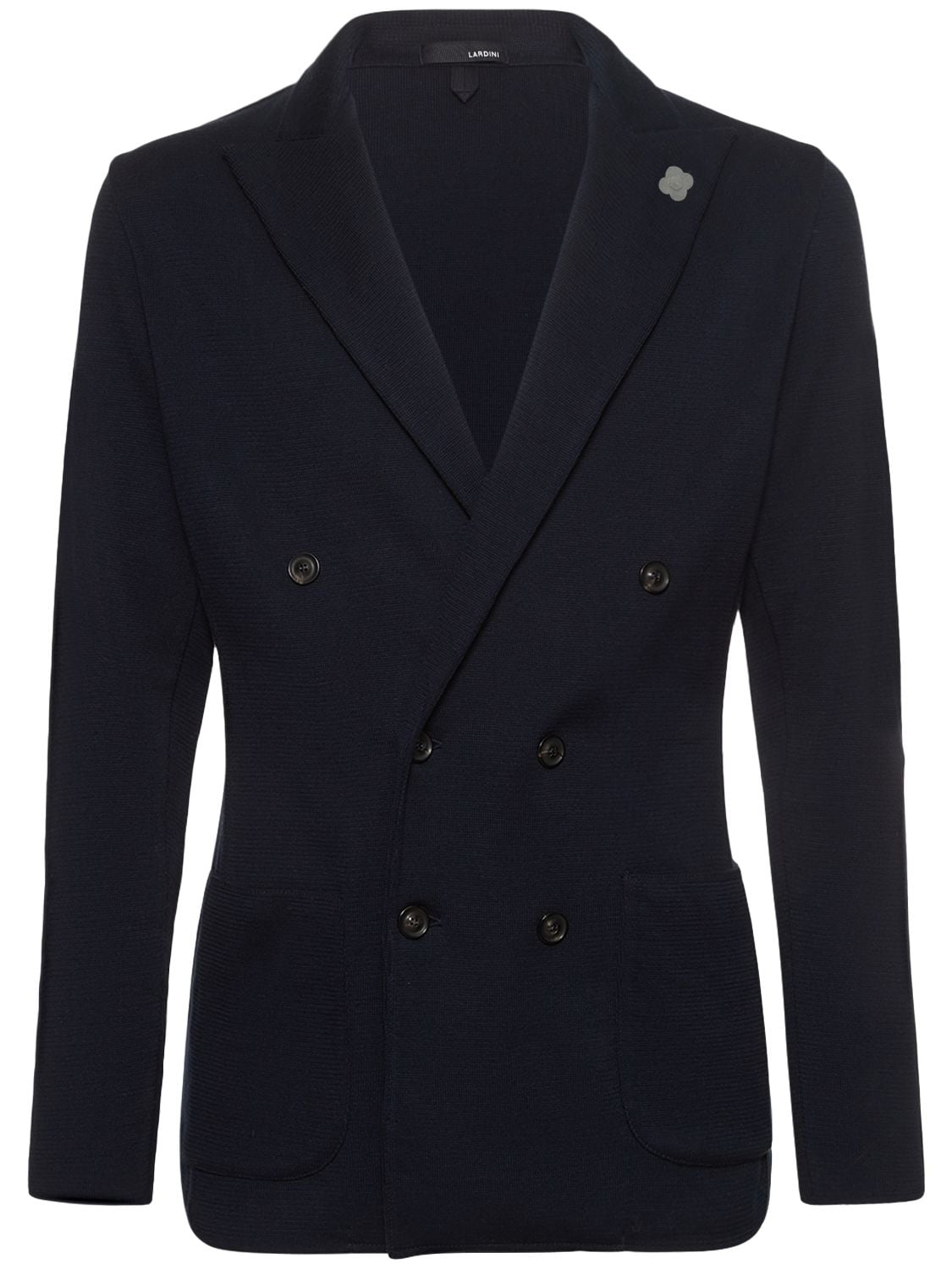 Lardini Double-breast Knit Dinner Jacket In Blue | ModeSens