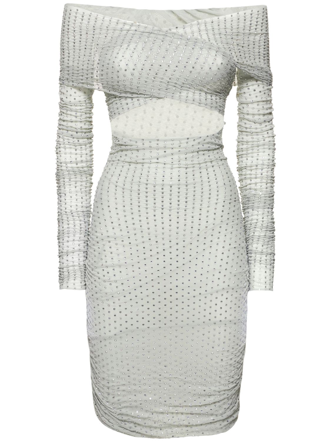 Philosophy Di Lorenzo Serafini Embellished Stretch Tulle Mini Dress In Grey  | ModeSens