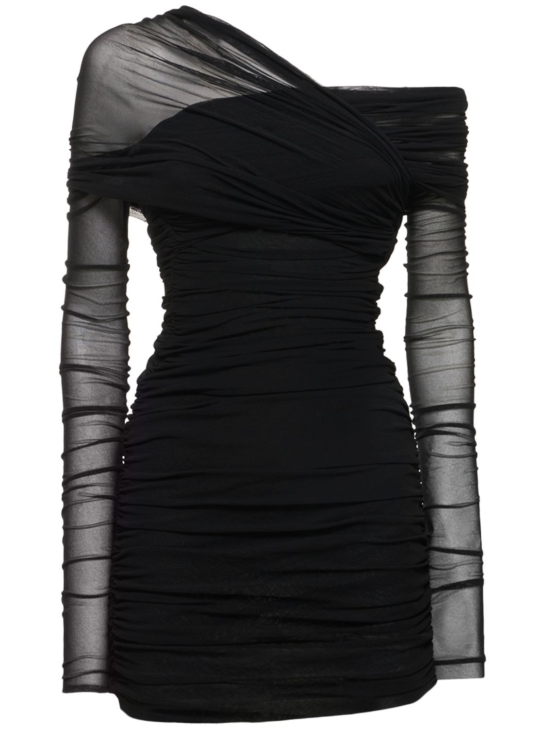 Philosophy Di Lorenzo Serafini Stretch Tulle Mini Dress In Black