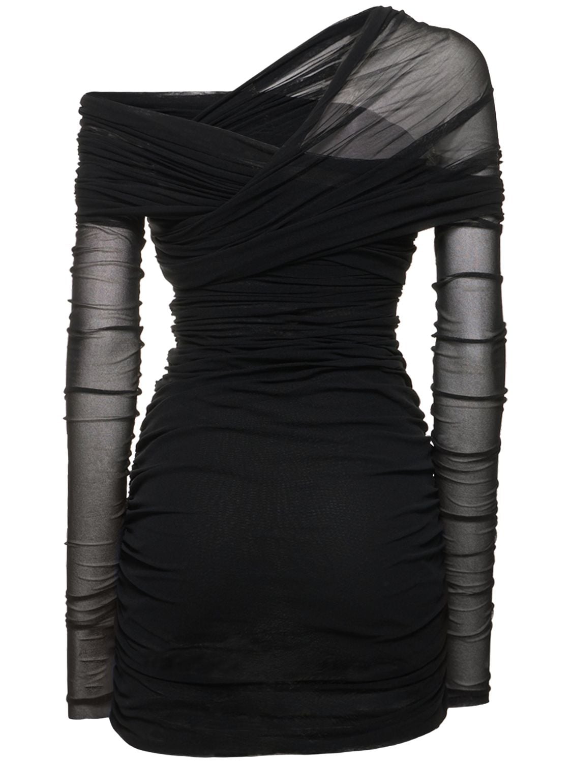 Philosophy Di Lorenzo Serafini Stretch Tulle Mini Dress In Black