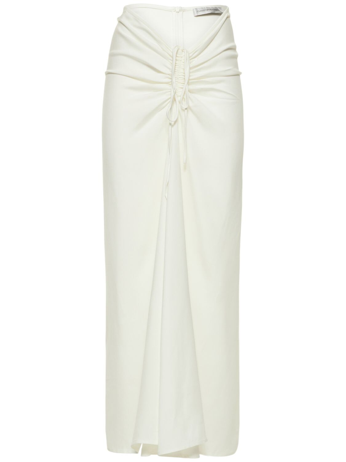Gathered Jersey Midi Skirt