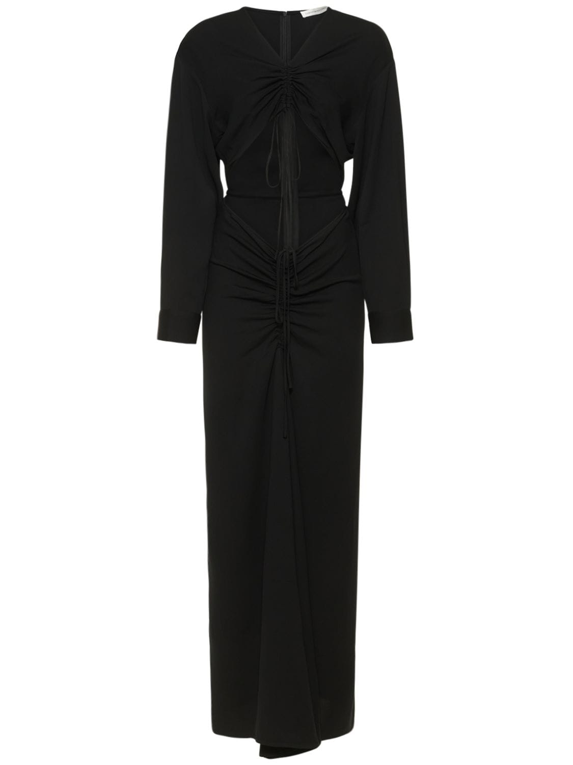 Christopher Esber Viscose Jersey Cutout Gathered Dress In Black