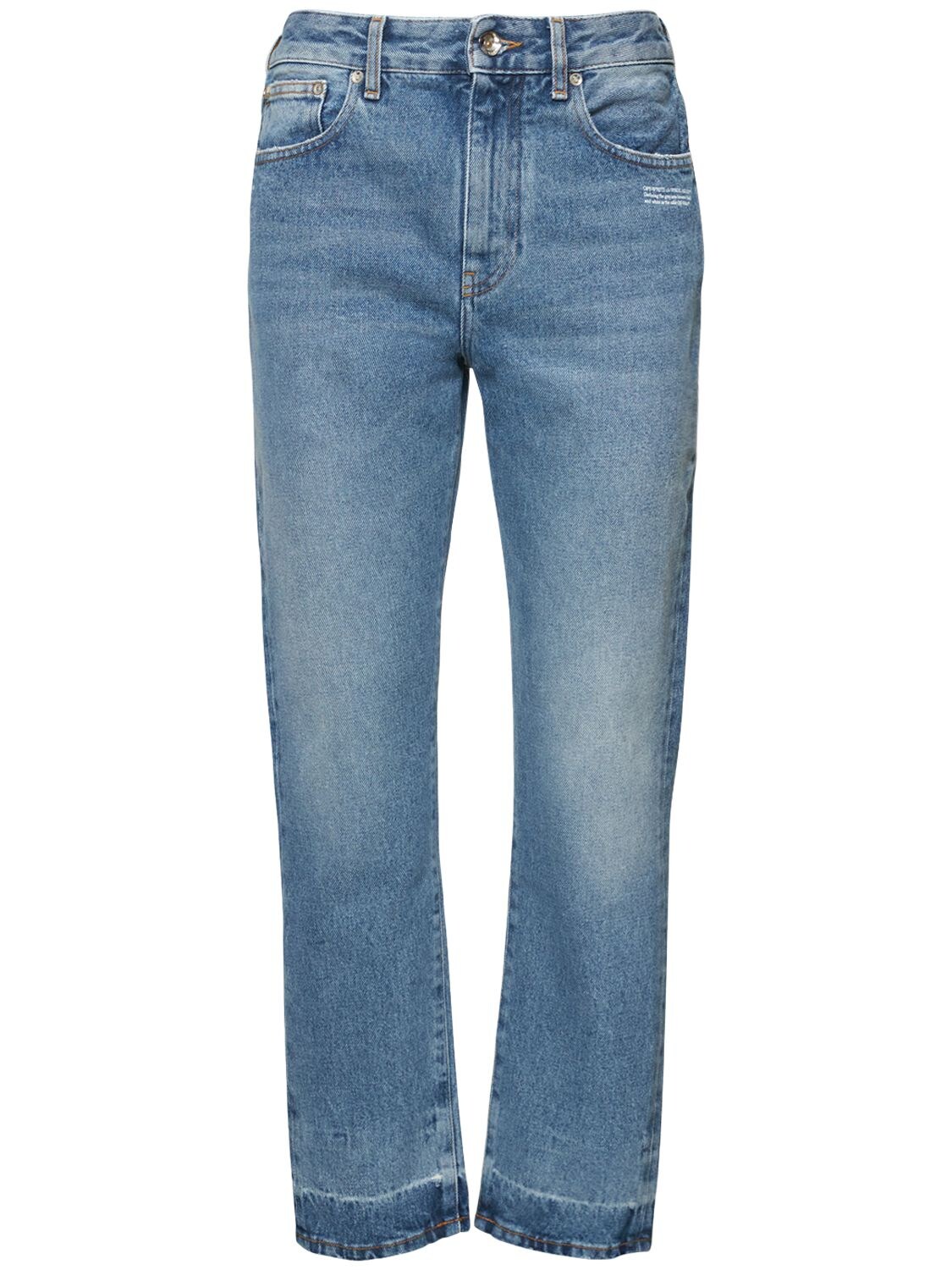 OFF-WHITE CORPORATE COTTON DENIM STRAIGHT JEANS