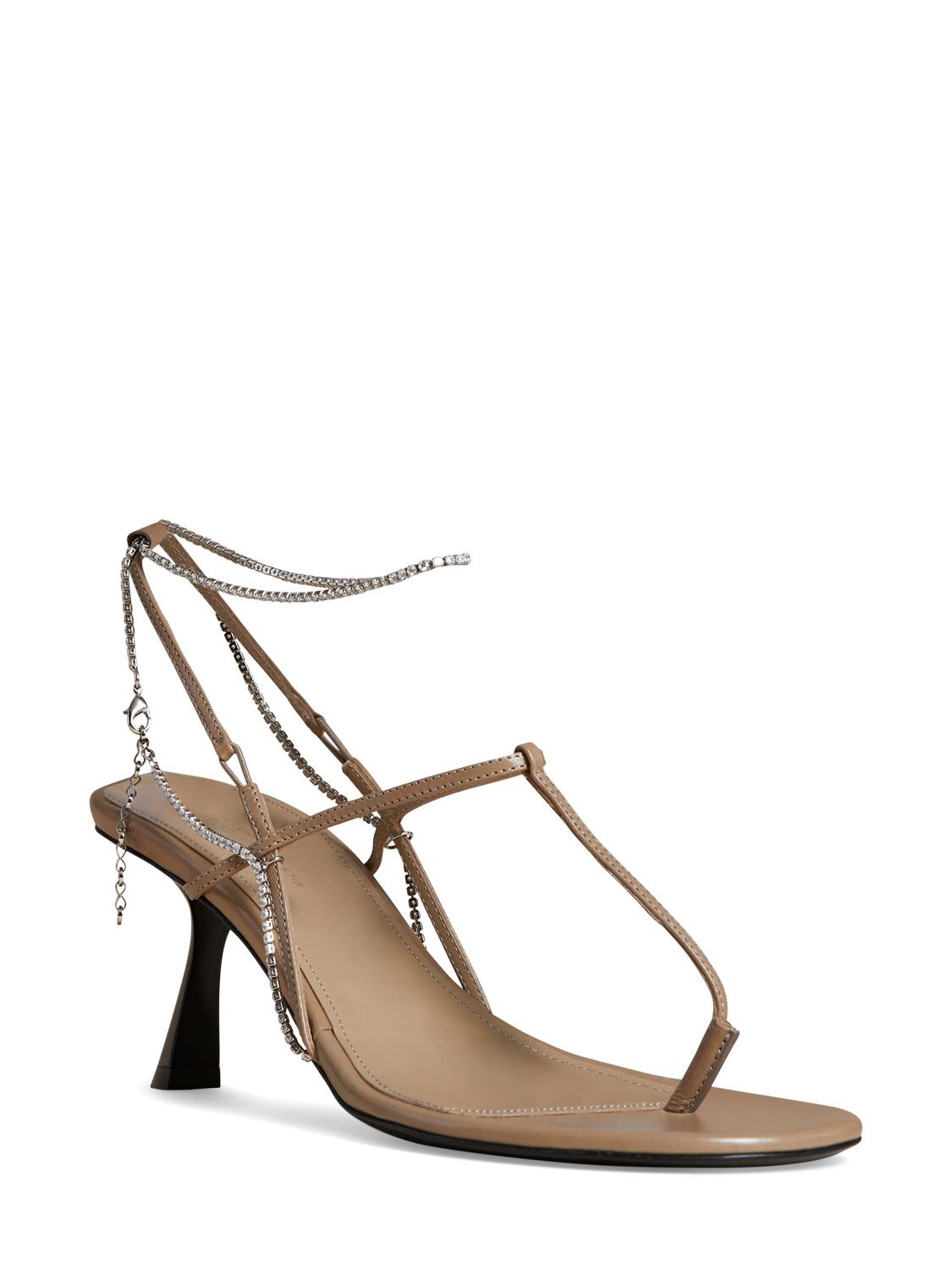 Khaite 65mm Linden Leather Sandals In Khaki | ModeSens
