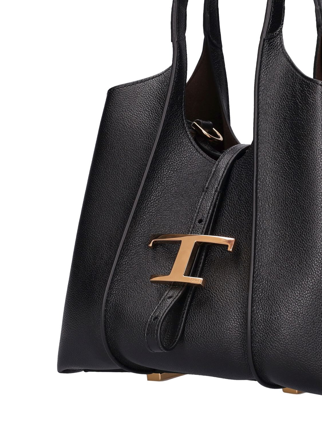 Shop Tod's Mini T Leather Top Handle Bag In Black