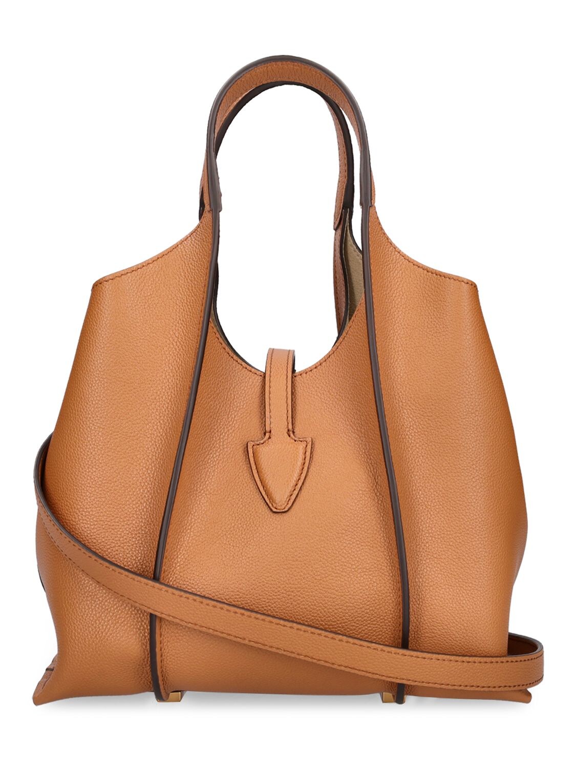 Shop Tod's Mini T Leather Top Handle Bag In Brown