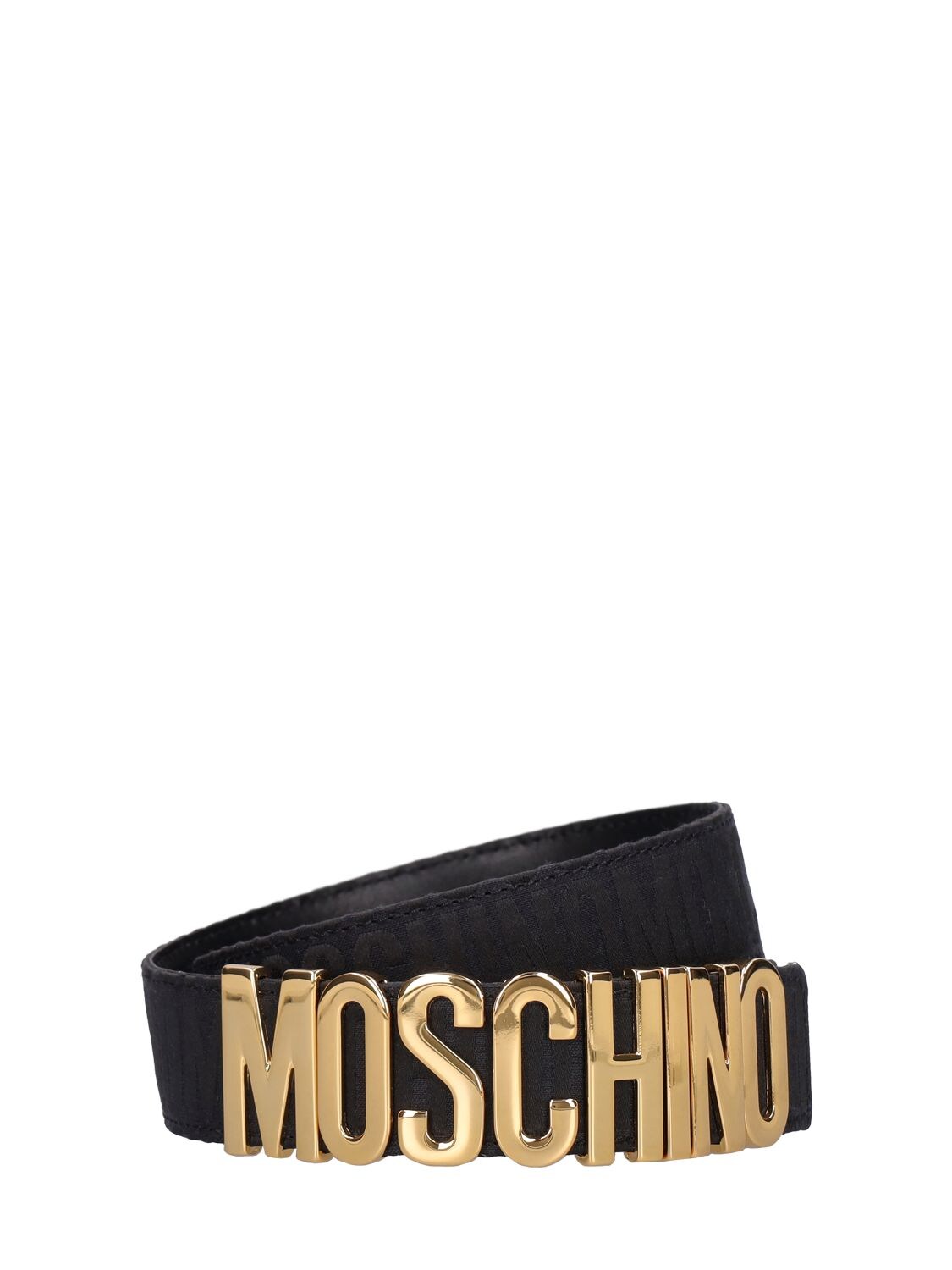 Moschino Monogram Jacquard Nylon Belt In Black | ModeSens