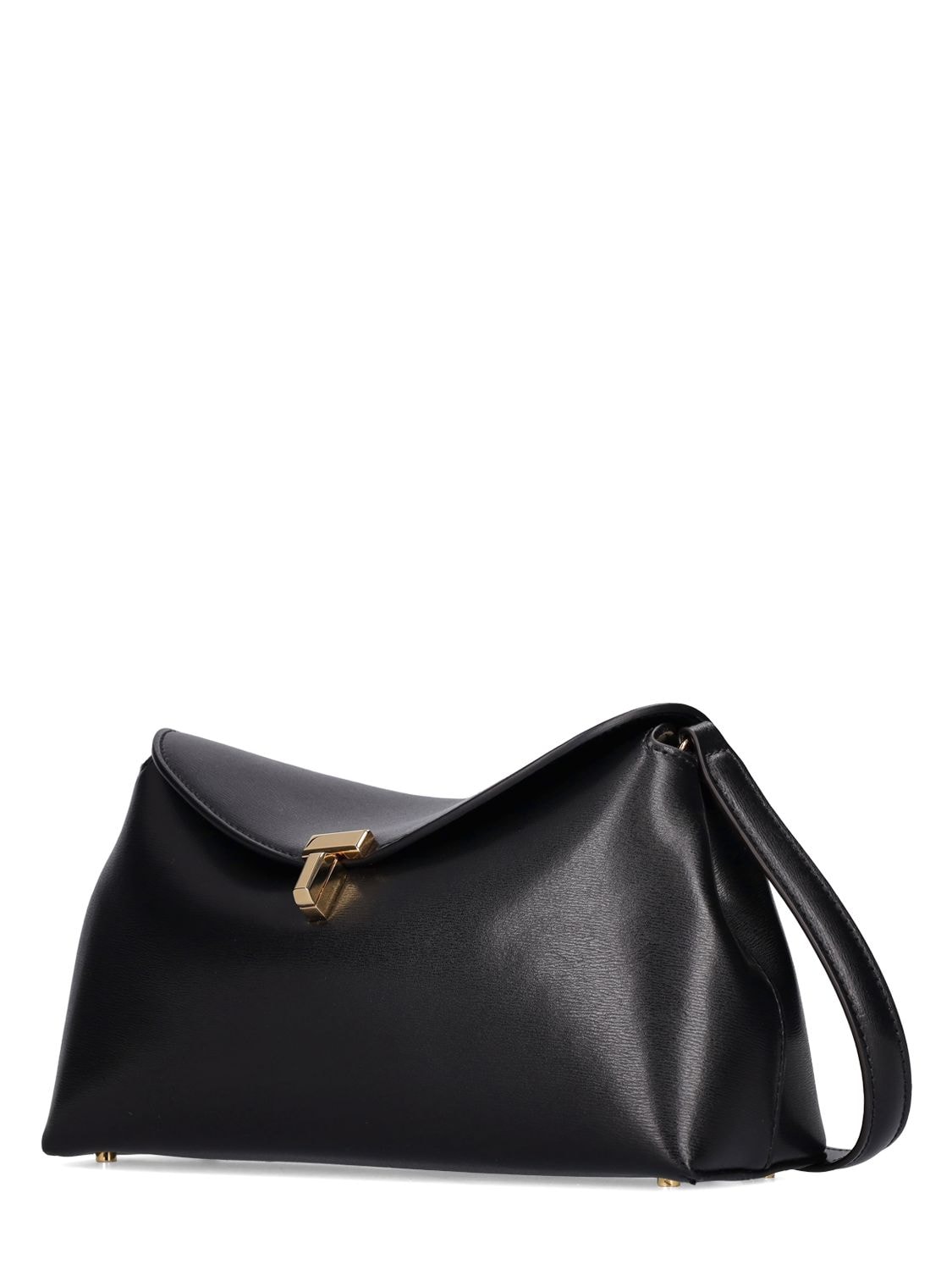 Shop Totême T-lock Pebble Leather Top Handle Bag In Black