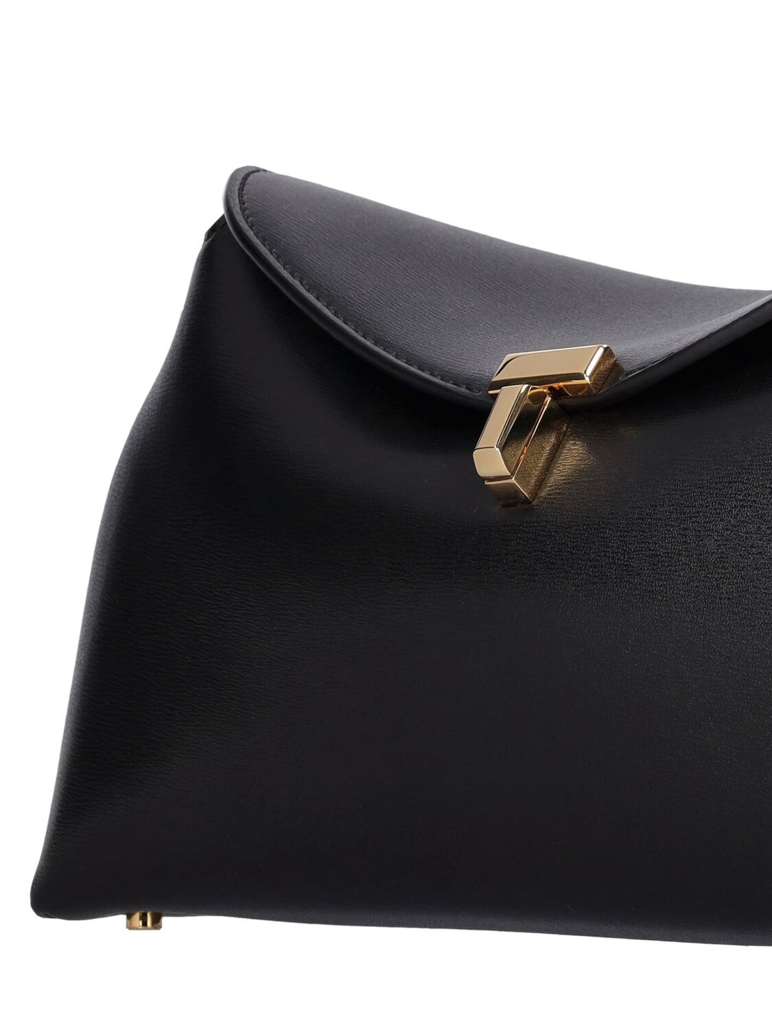 Shop Totême T-lock Pebble Leather Top Handle Bag In Black