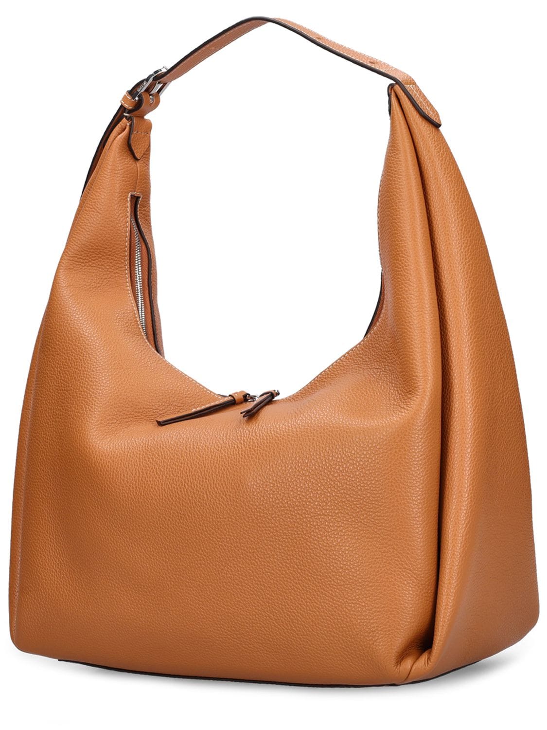 Shop Totême Belt Hobo Leather Shoulder Bag In Tan