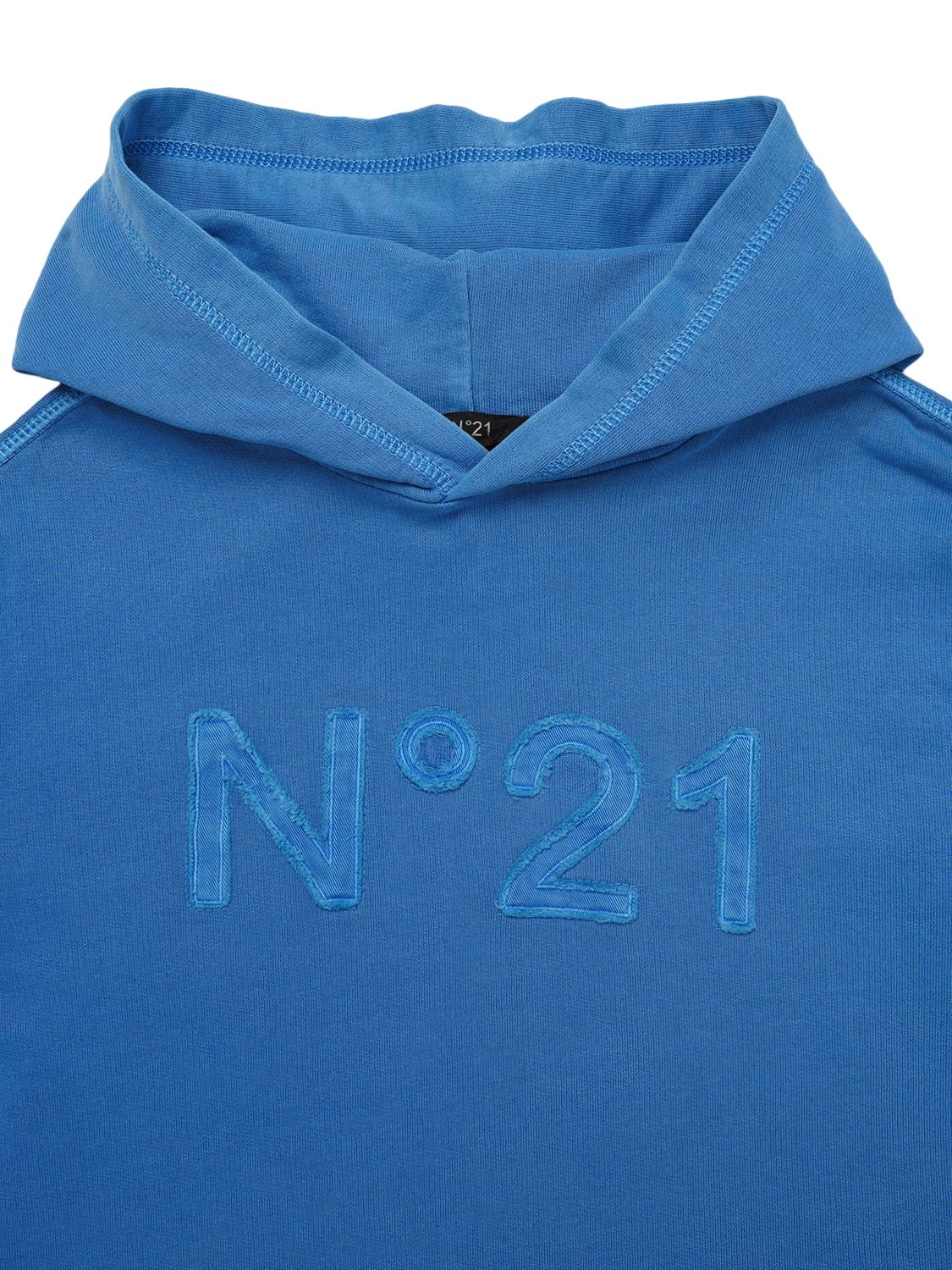 Shop N°21 Cotton Hoodie W/ Logo Patch In Blue