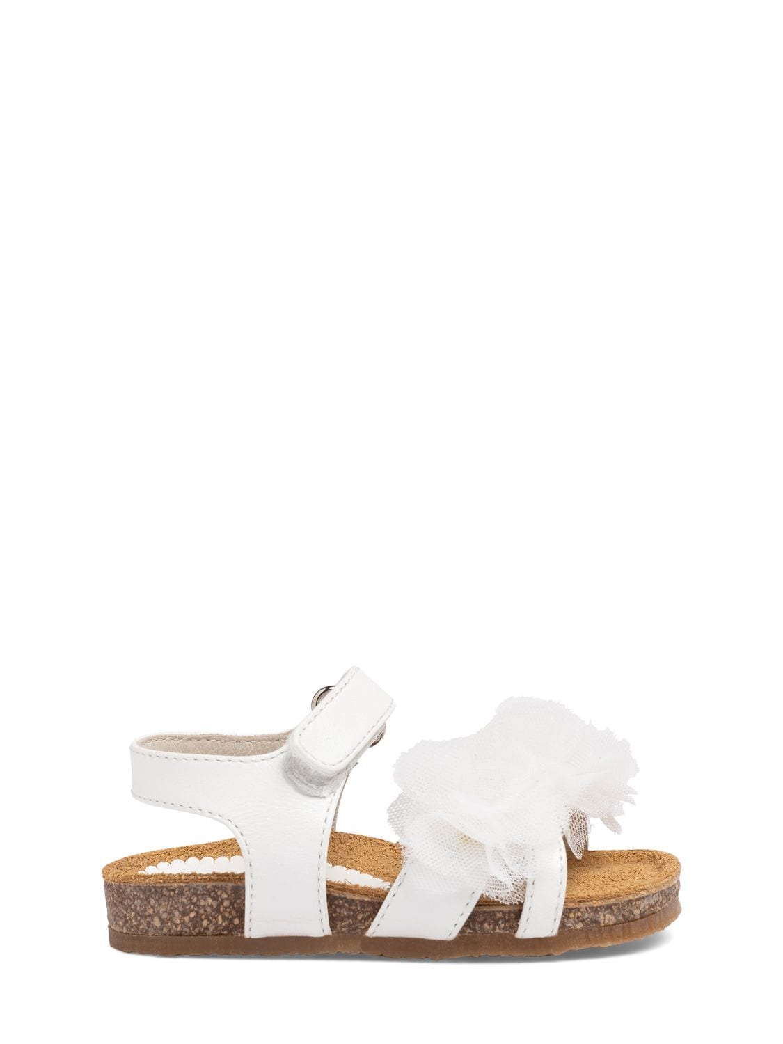 Il Gufo Kids' Leather Sandals W/ Tulle Appliqués In White