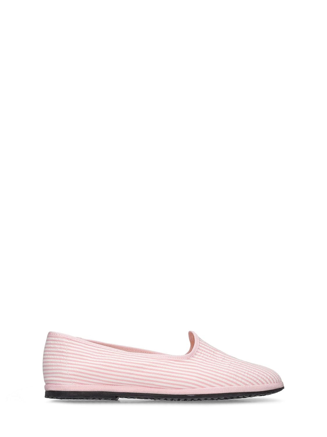 Il Gufo Kids' Striped Seersucker Cotton Loafers In White,pink