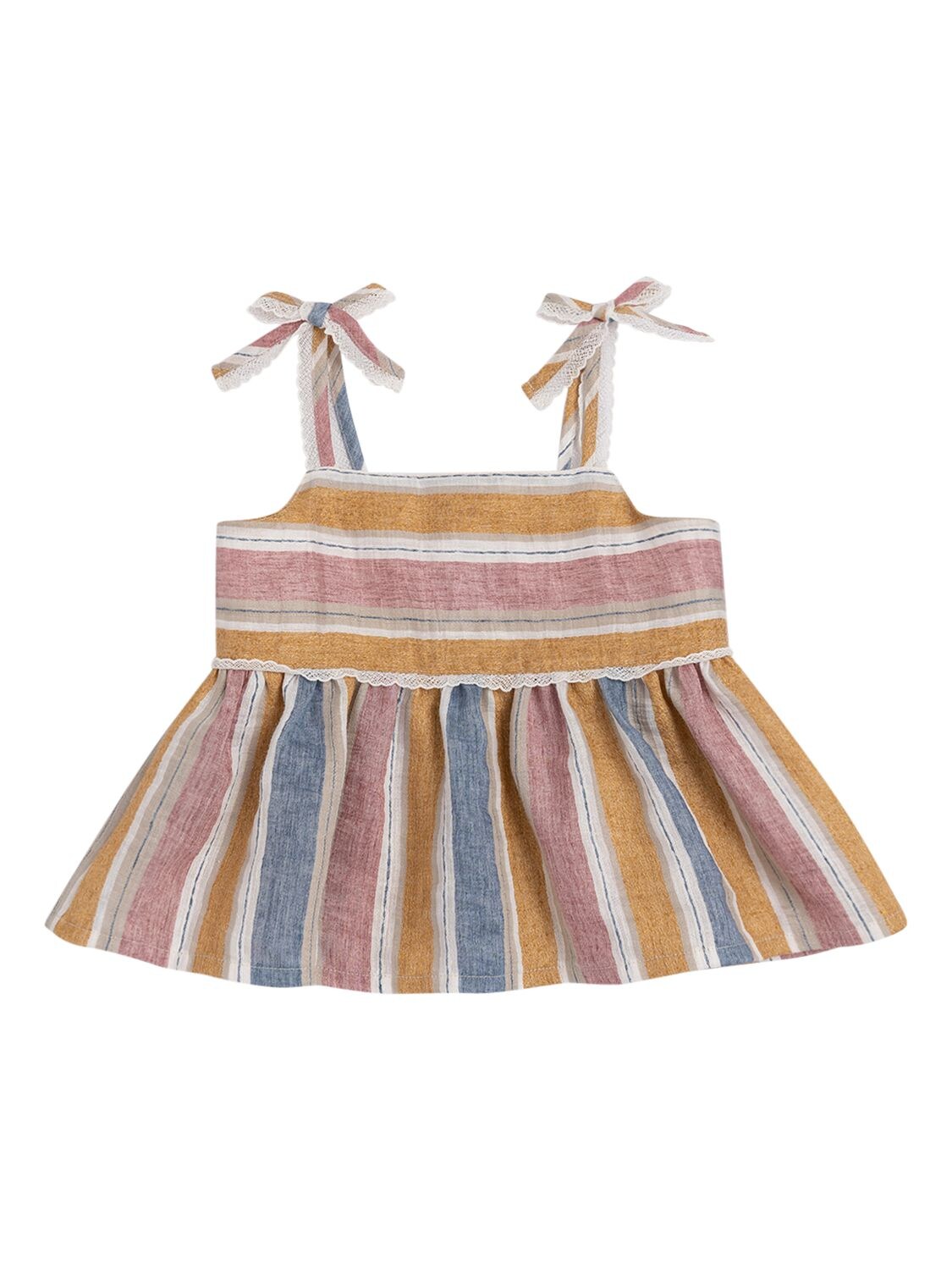 Il Gufo Kids' Stripes Blend Linen Top In Multicolor