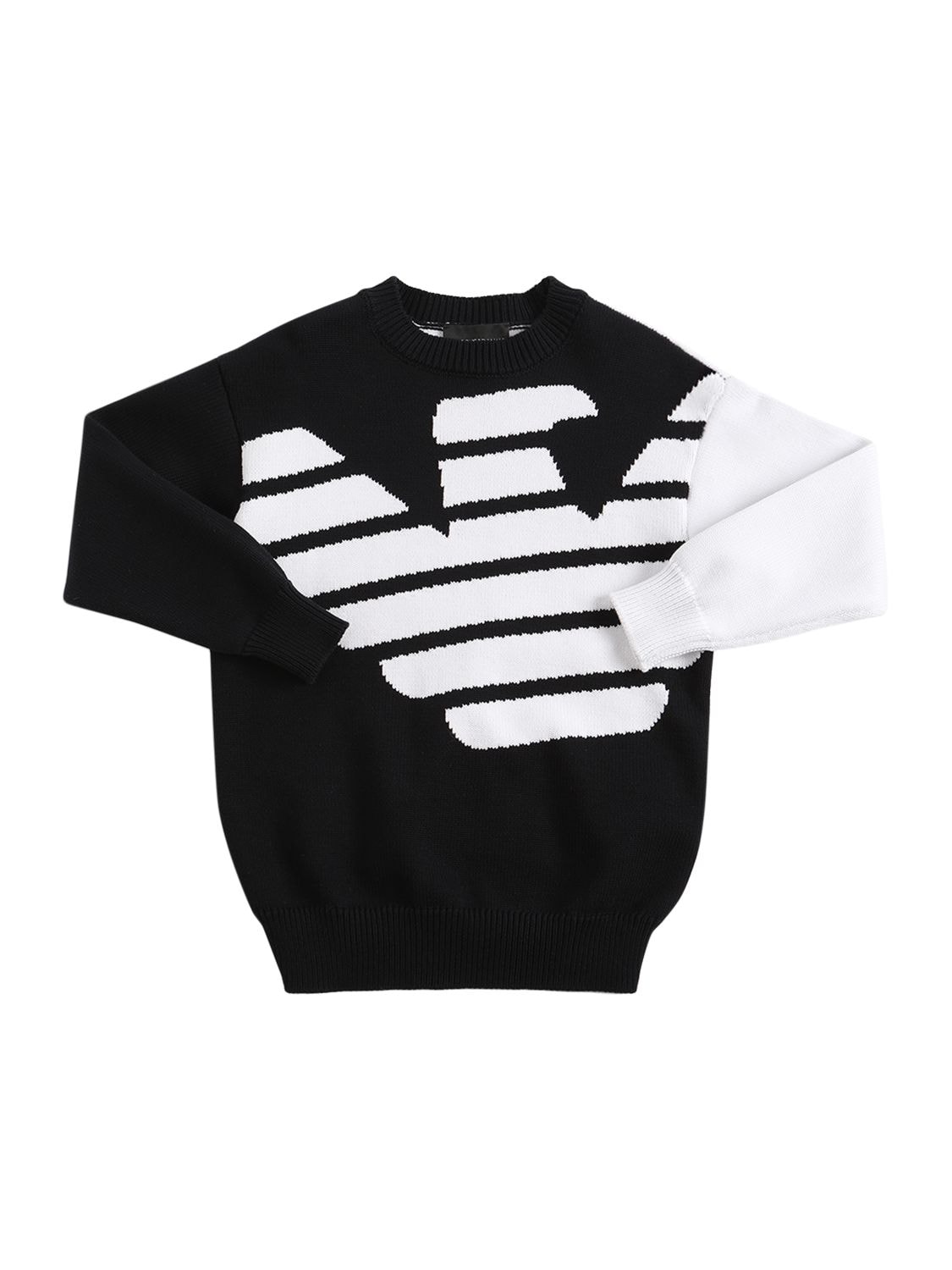 Logo Intarsia Cotton Knit Sweater – KIDS-BOYS > CLOTHING > KNITWEAR