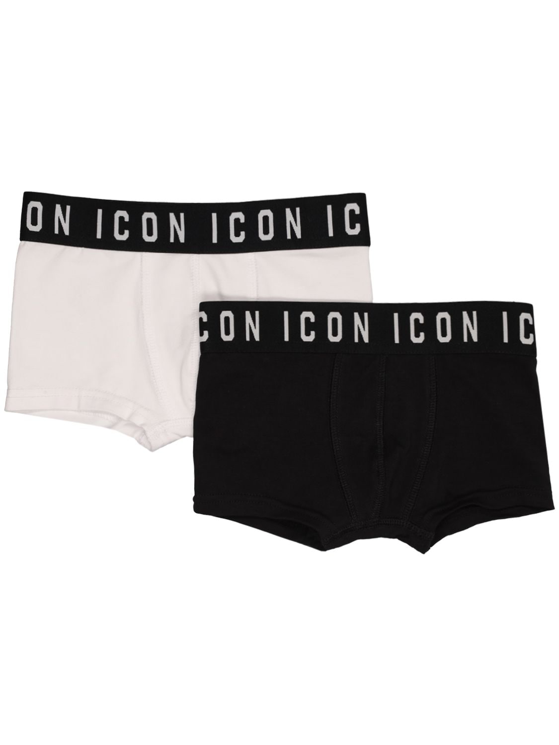 Dsquared2 Kids' Logo-waistband Boxers Set Of 2 In White,black