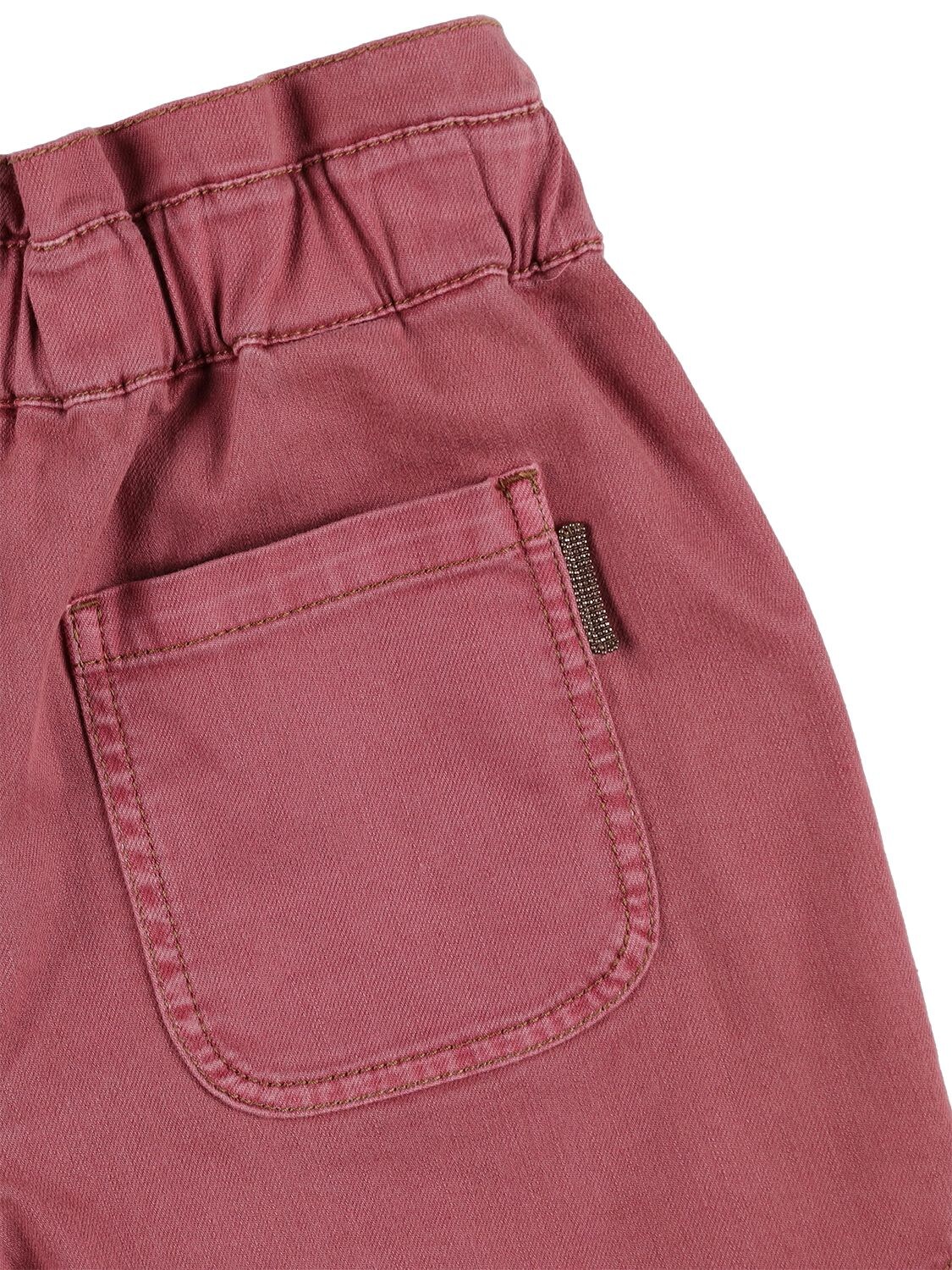 Brunello Cucinelli Paper Bag Waist Cotton Blend Shorts In Pink