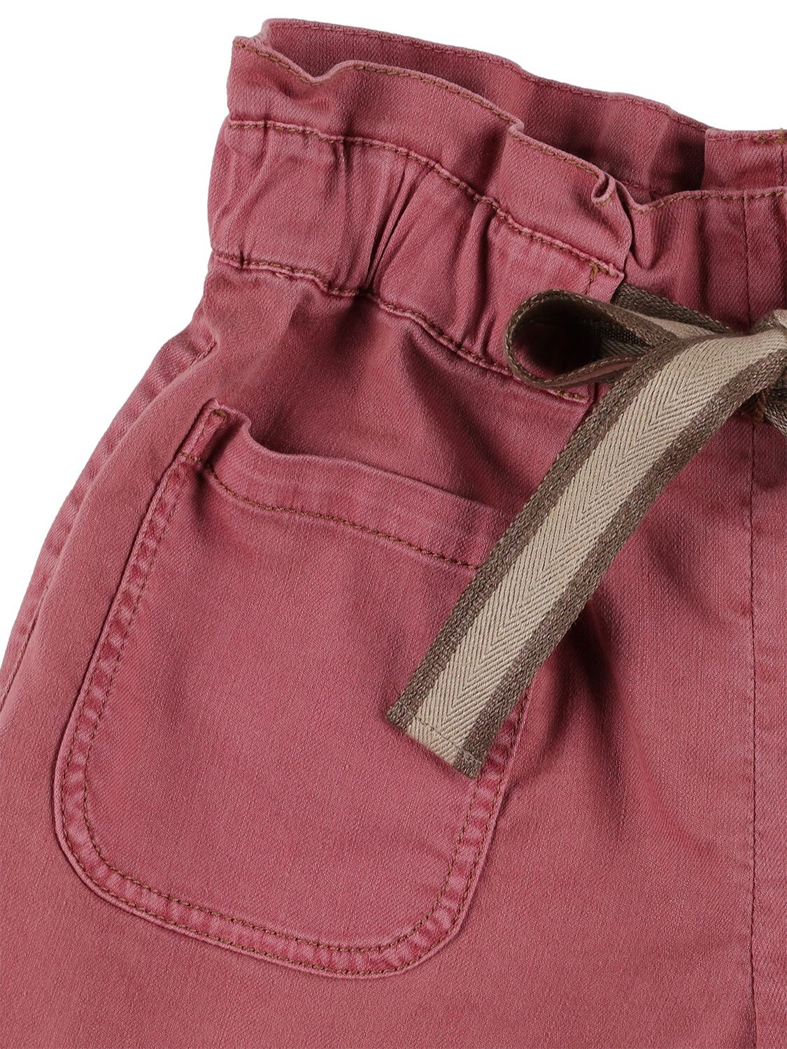 Brunello Cucinelli Paper Bag Waist Cotton Blend Shorts In Pink