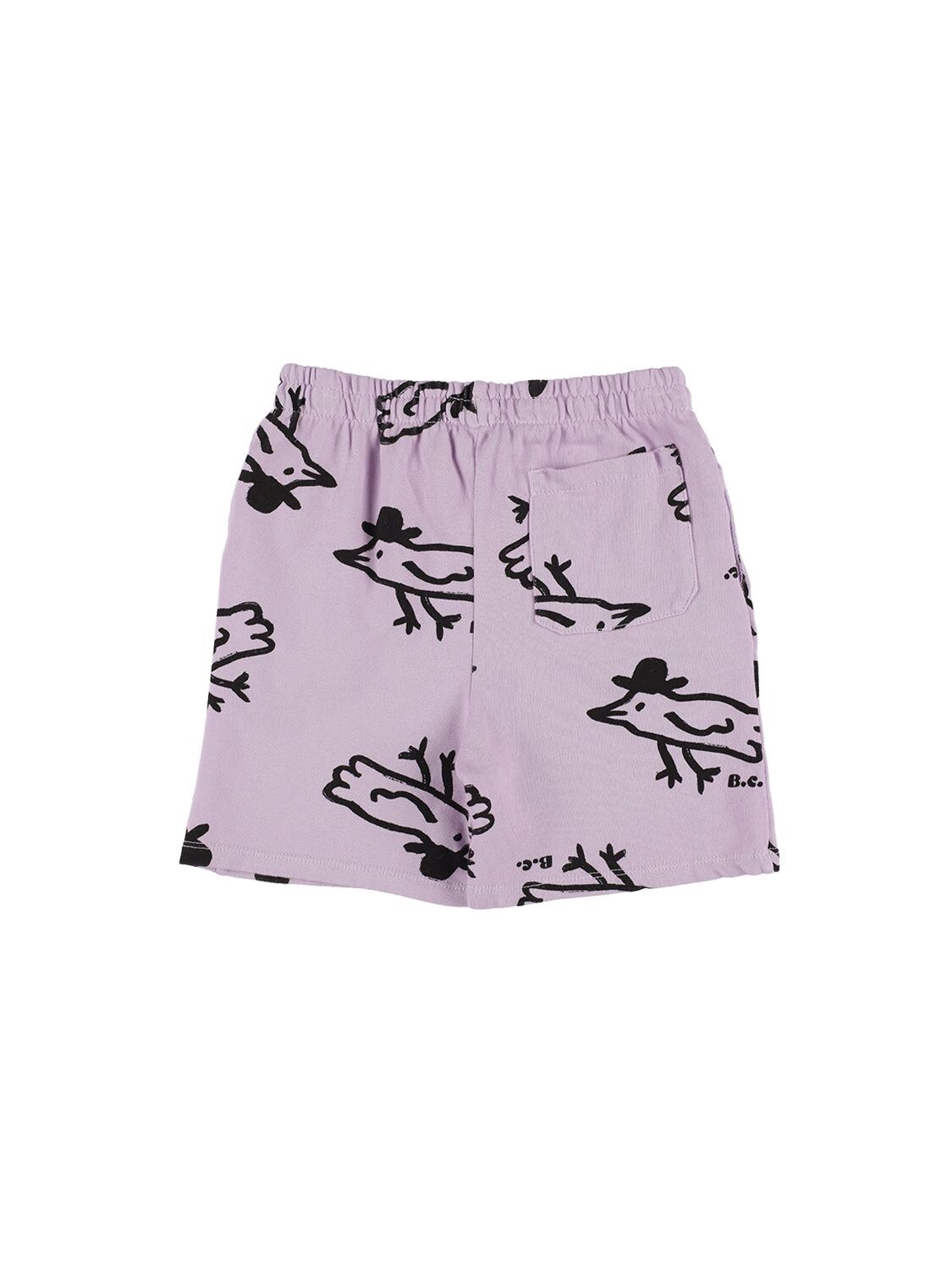 Bobo Choses Birds Print Organic Cotton Shorts In Light Purple