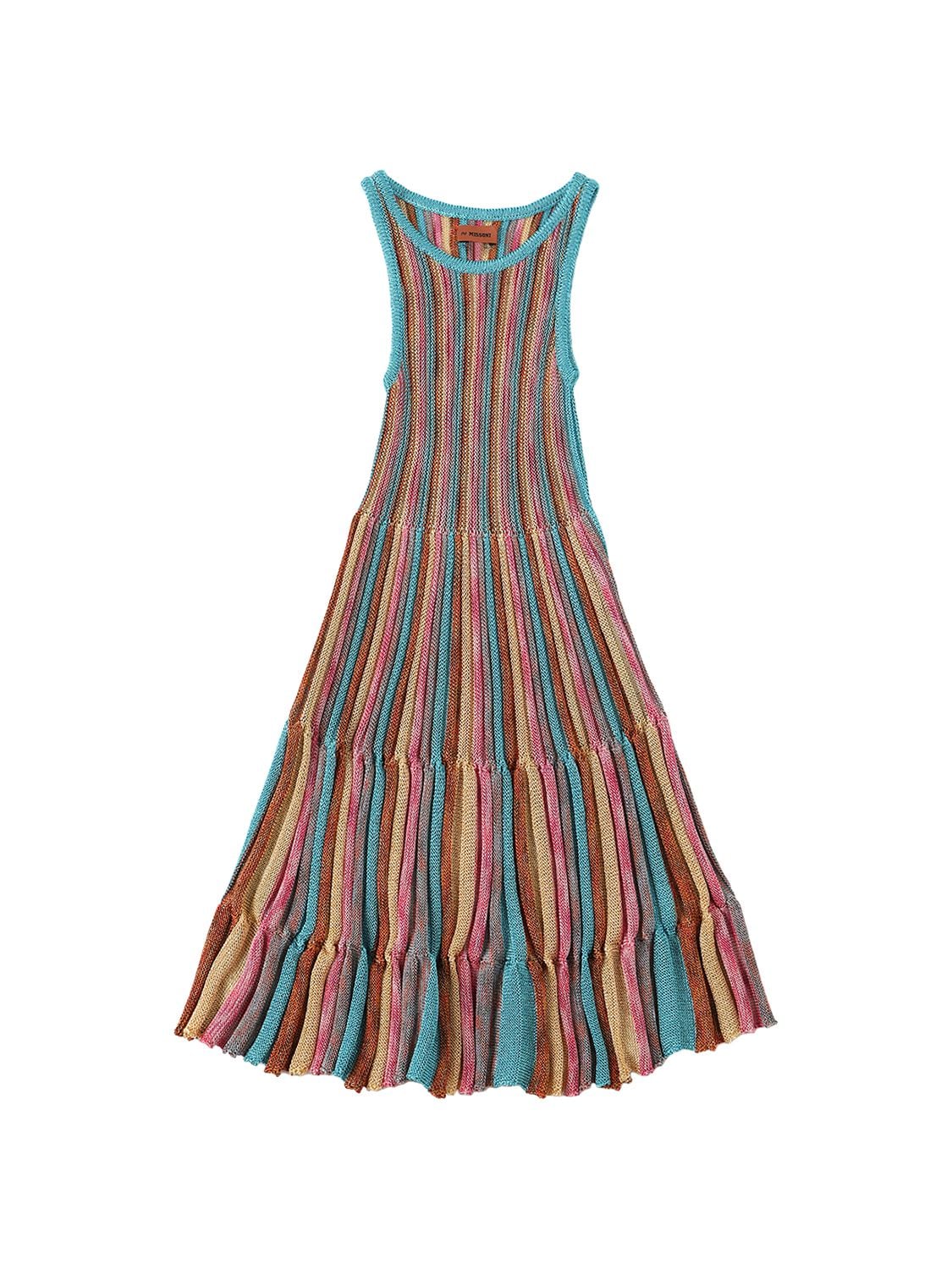 MISSONI STRETCH RIBBED KNITTED LUREX PARTY DRESS