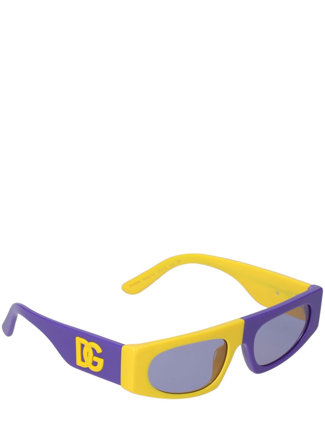 Shop Dolce & Gabbana Two Tone Squared Acetate Sunglasses In Yellow,purple