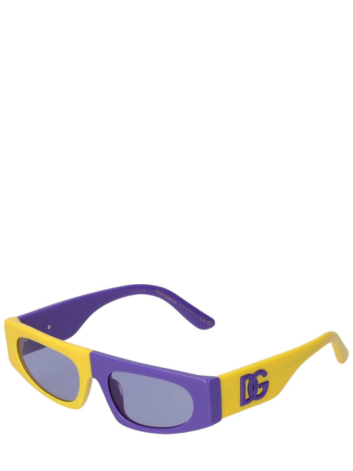 Shop Dolce & Gabbana Two Tone Squared Acetate Sunglasses In Yellow,purple