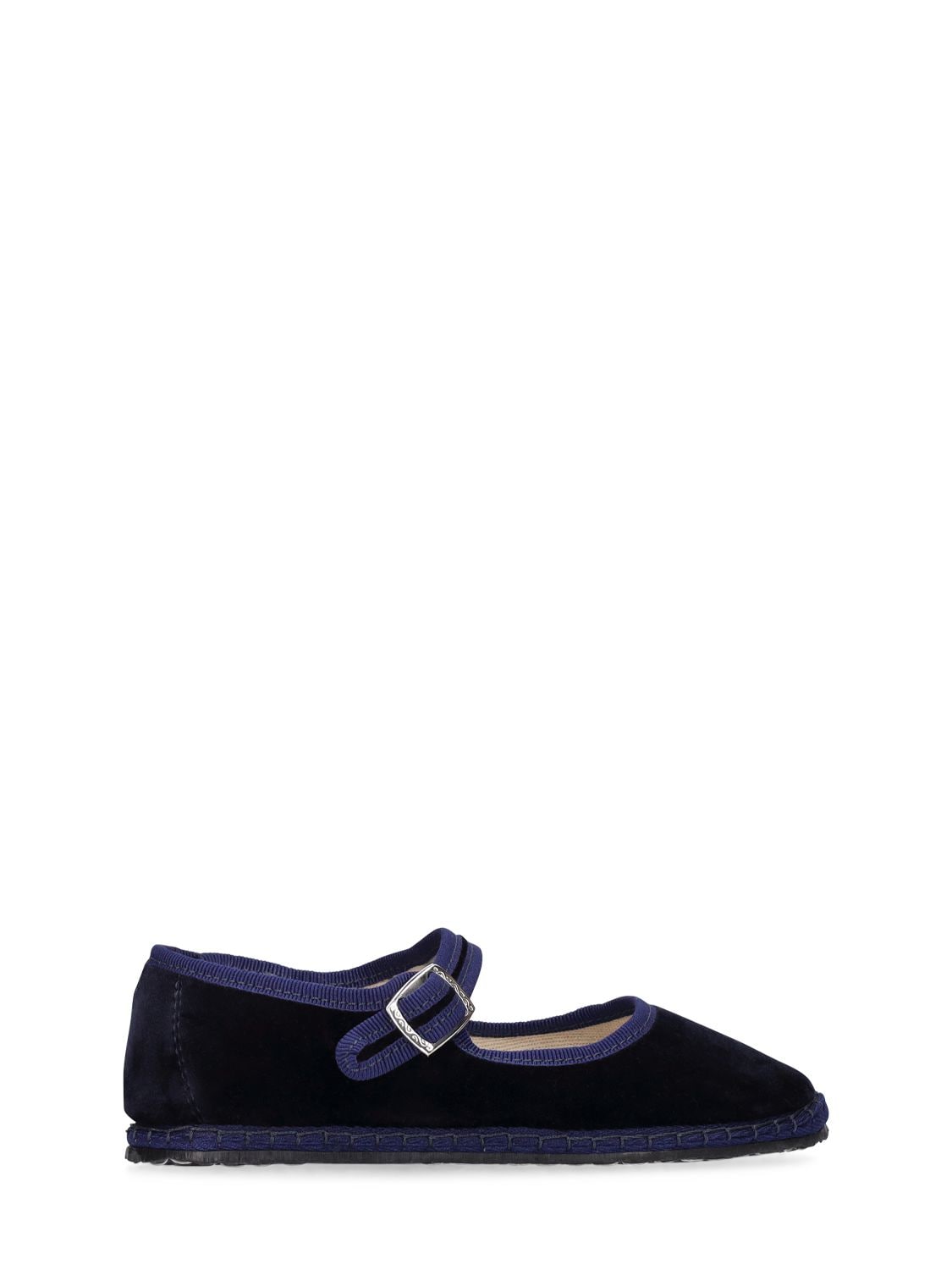 Vibi Venezia Kids' Cotton Velvet Mary Jane Loafers In Navy