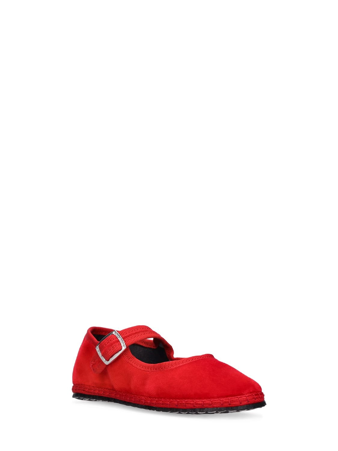 Shop Vibi Venezia Cotton Velvet Mary Jane Loafers In Red