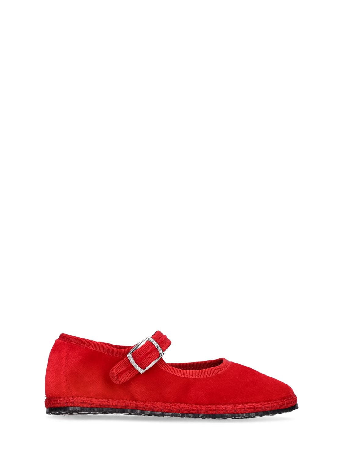 Vibi Venezia Kids' Cotton Velvet Mary Jane Loafers In Red