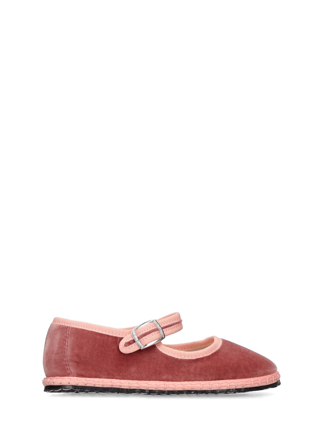 Vibi Venezia Kids' Cotton Velvet Mary Jane Loafers In Dark Pink
