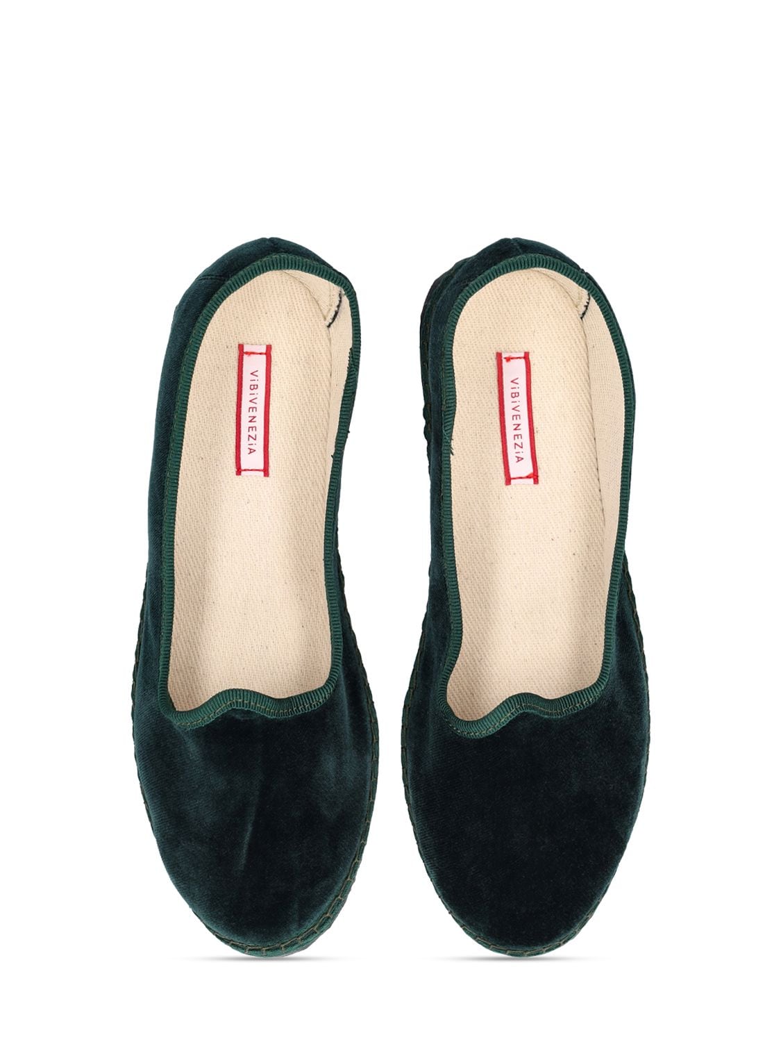 Shop Vibi Venezia Cotton Velvet Loafers In Forest Green