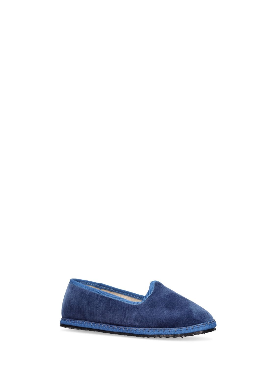 Shop Vibi Venezia Cotton Velvet Loafers In Blue