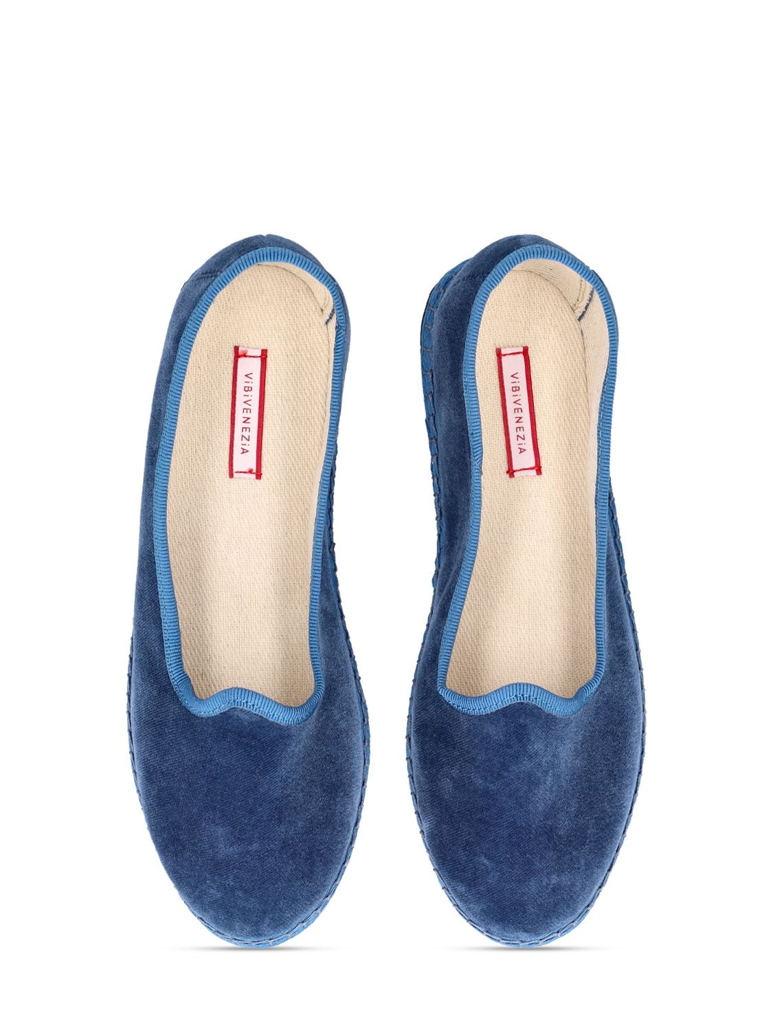 Shop Vibi Venezia Cotton Velvet Loafers In Blue