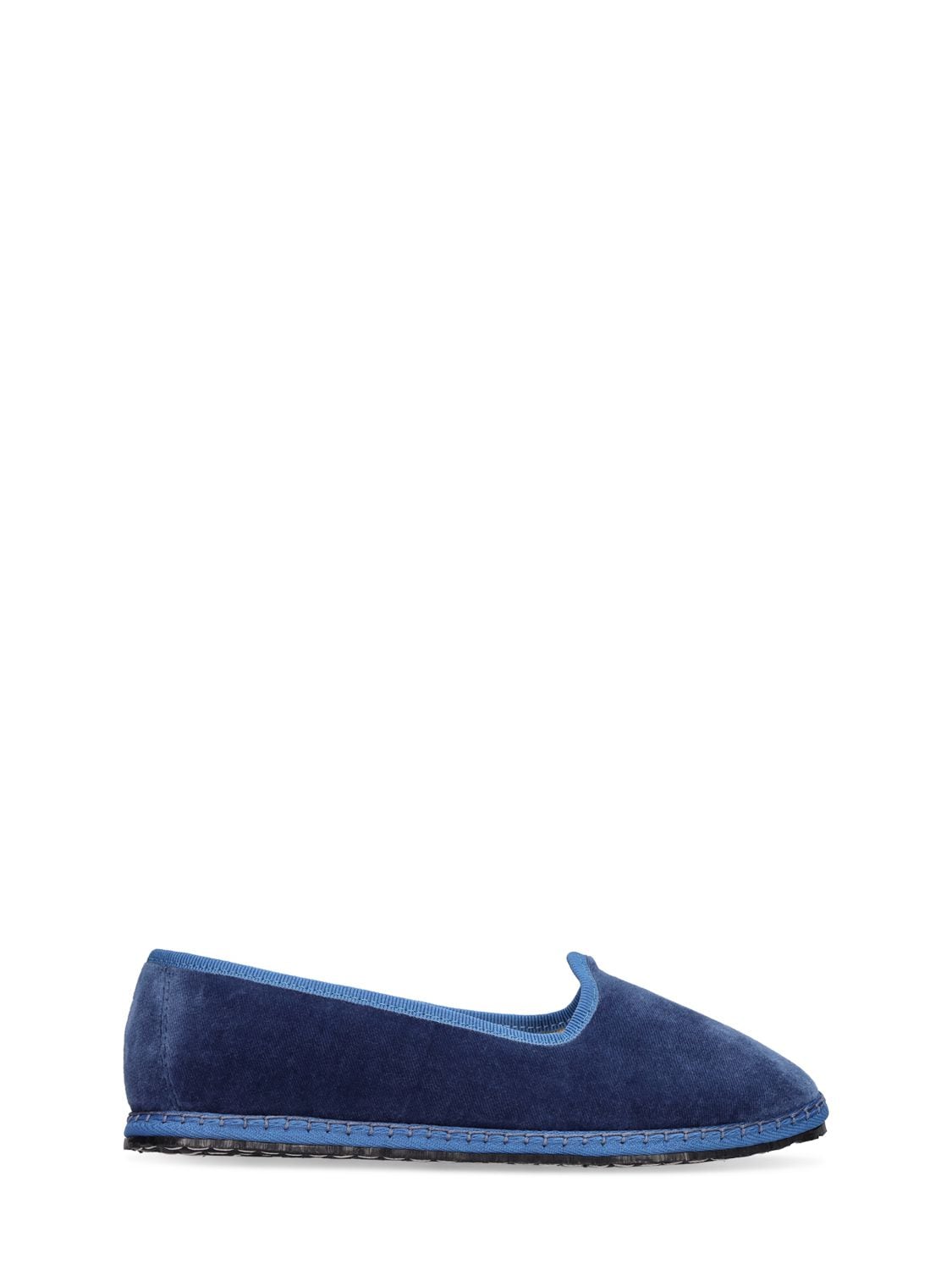Vibi Venezia Kids' Cotton Velvet Loafers In Blue